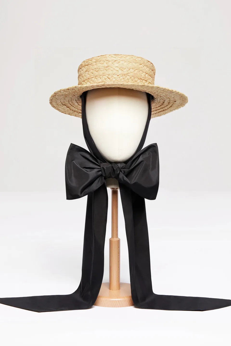 Patou AC042 canotier raphia vanilla noeud noir TU