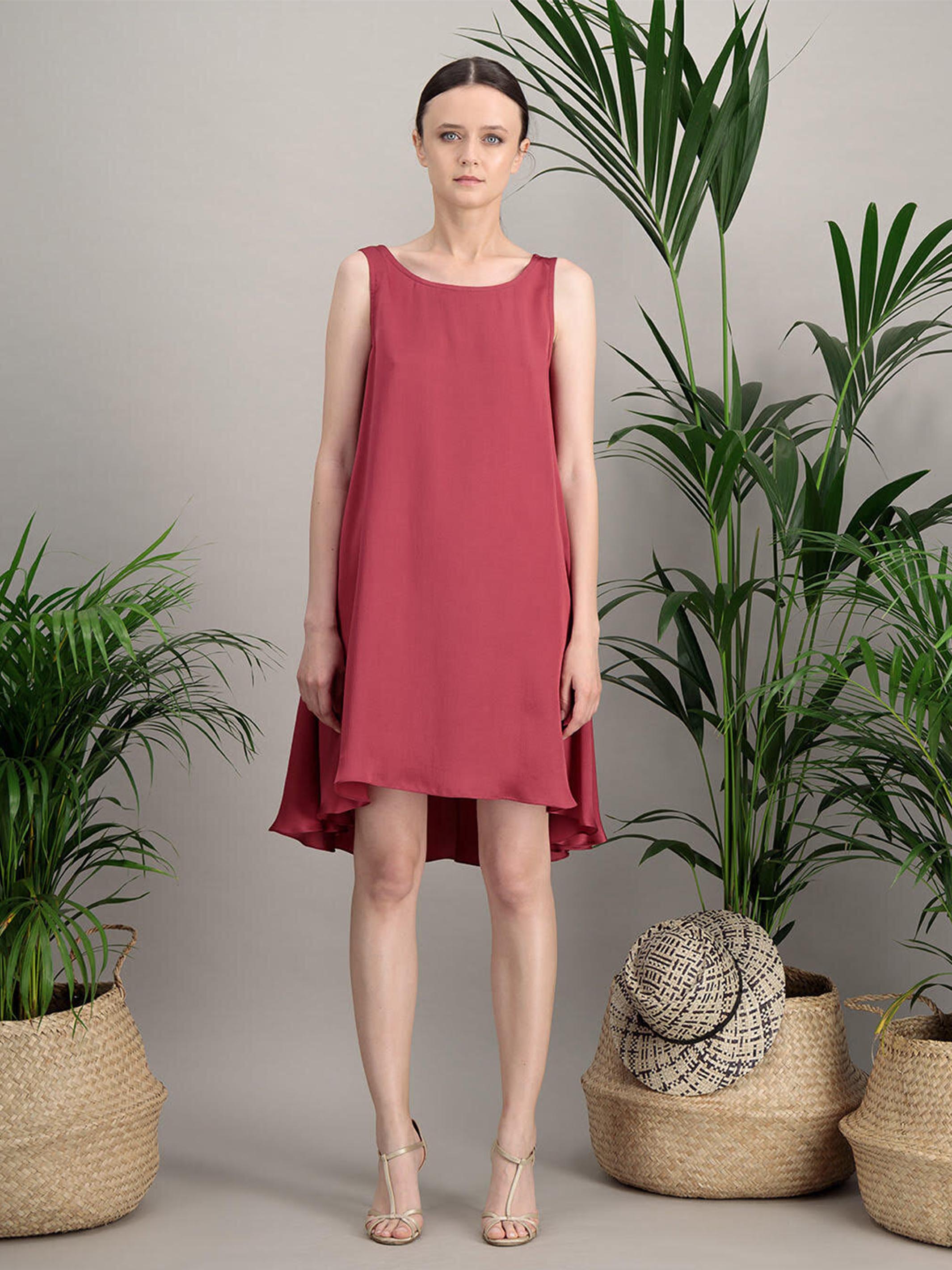 Anahide Saint André Aurore robe soie gaufrée rose