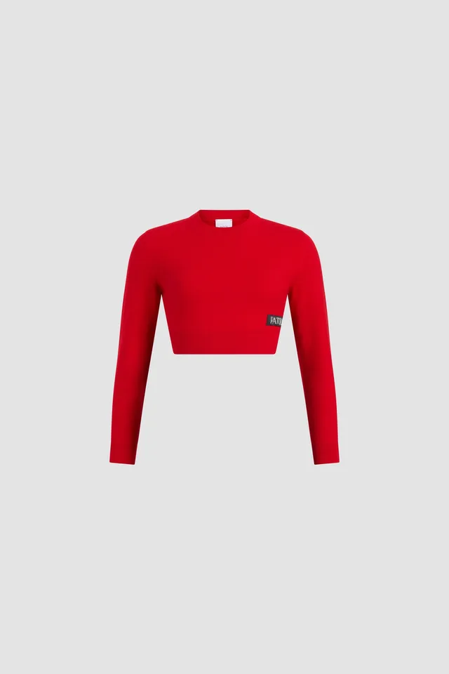 Patou KN0998041313R pull court rouge laine cachemire
