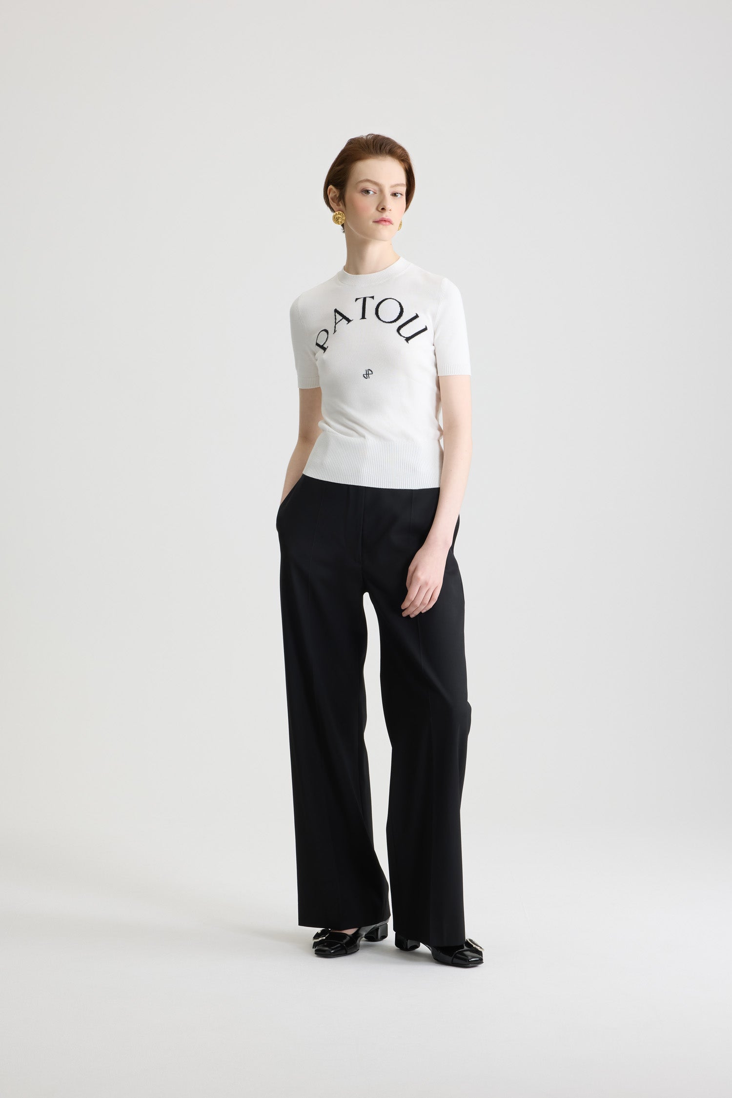 Patou Knitwear P22KN0688045001W top coton blanc logo