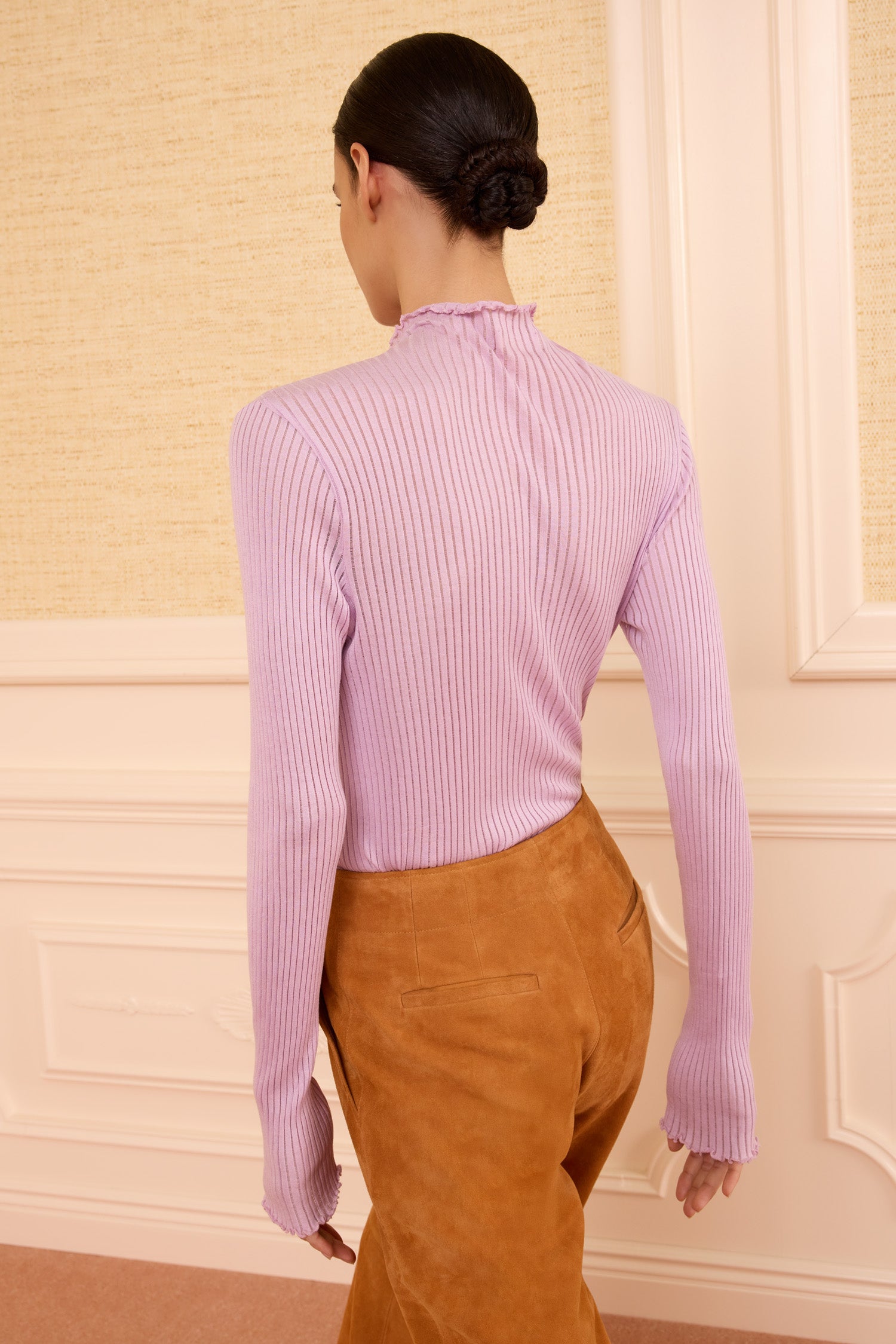 Ulla Johnson Evie Turtleneck Top haut Lilac soie