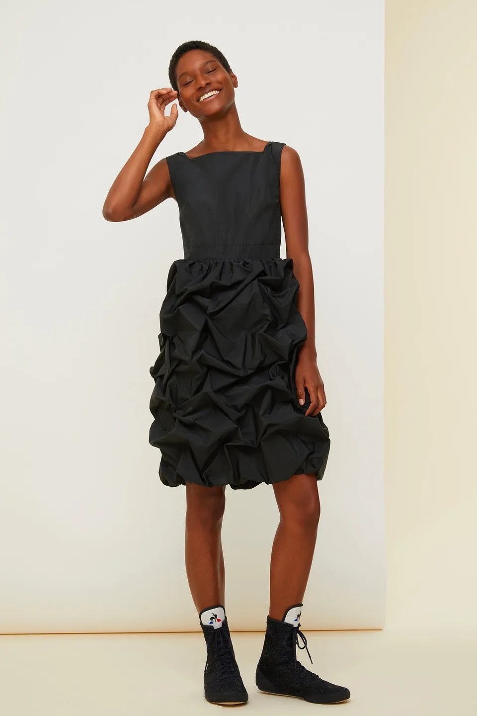 Patou DR009 robe boule faille midi Black