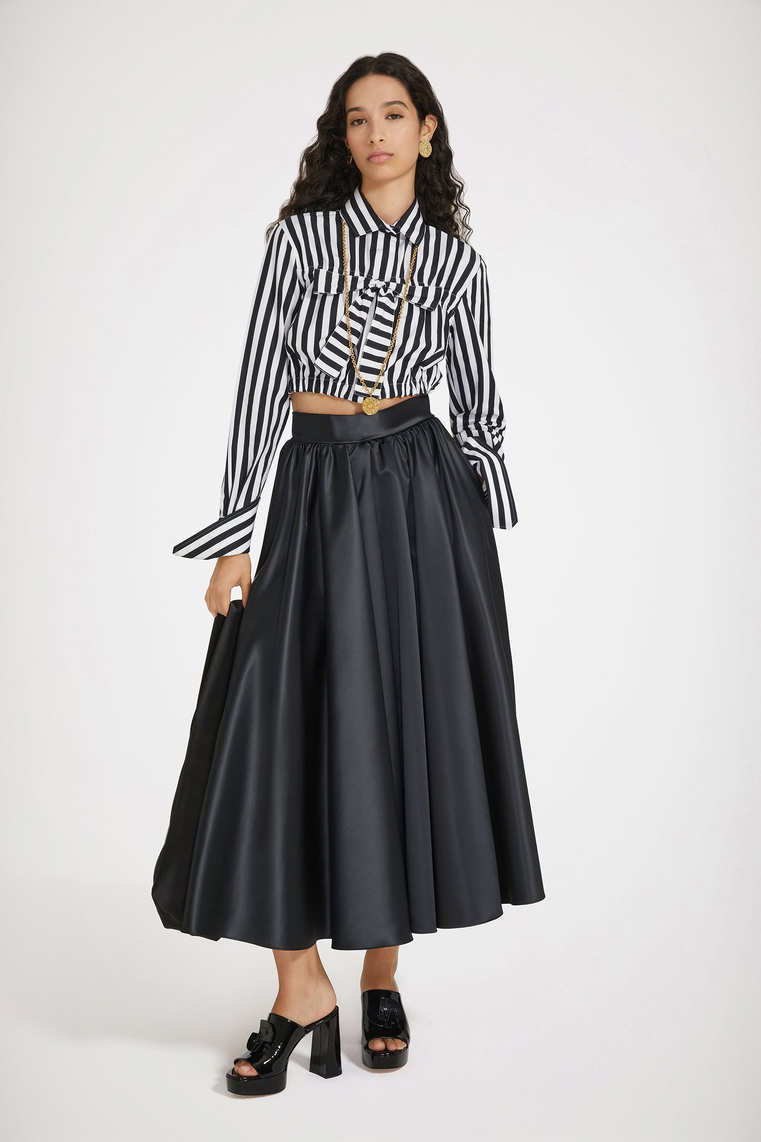 Patou SK064 jupe midi satin noir volume 34-44