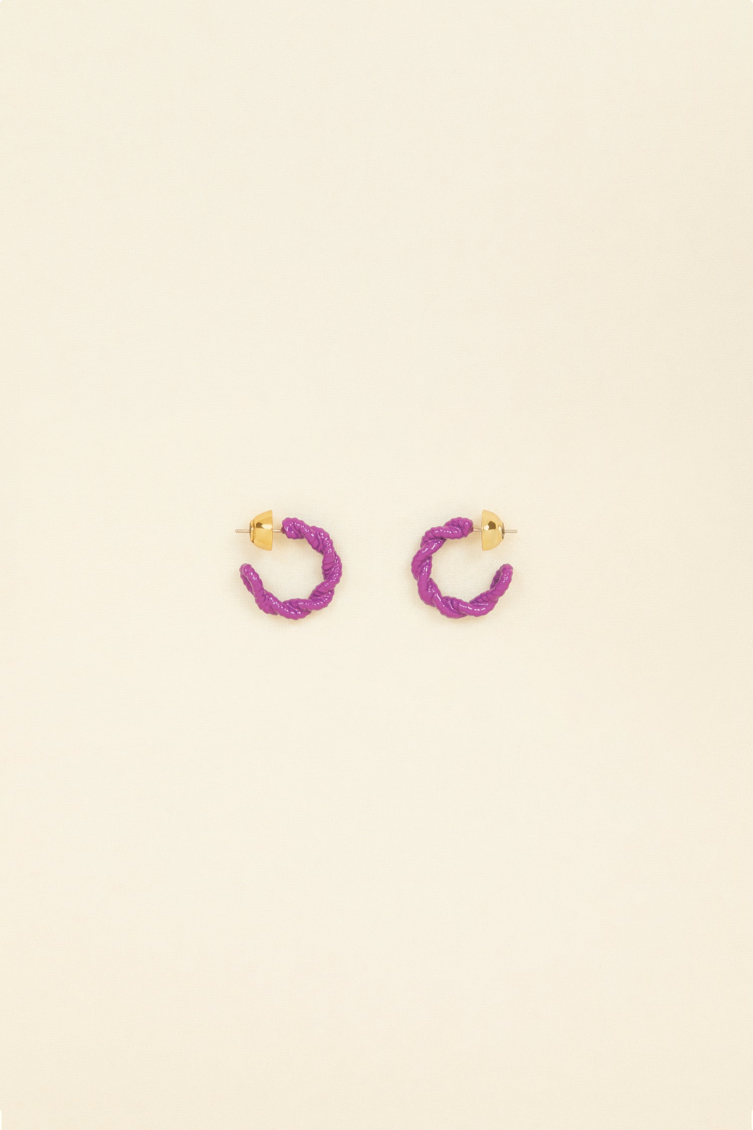 Patou Jewellery petites créoles tressées laiton violet Anémone TU