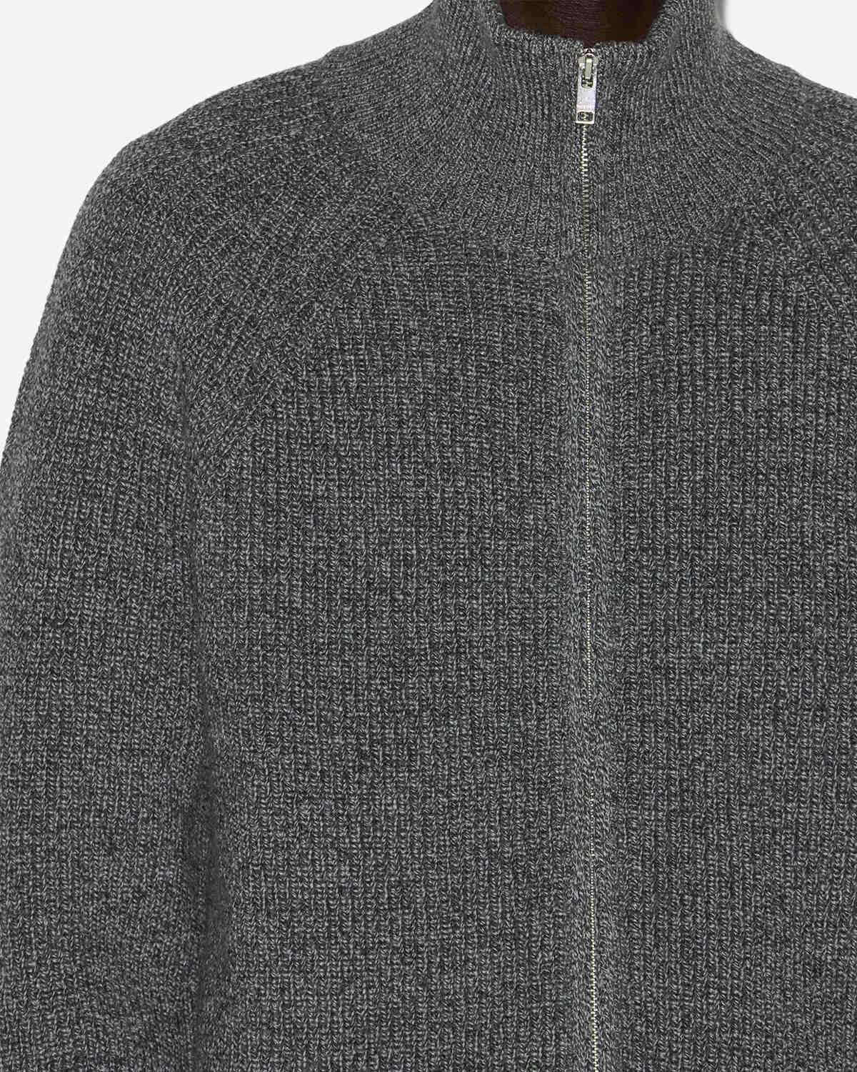 Isabel Marant Mailles Cardigan Benett laine mérinos gris foncé