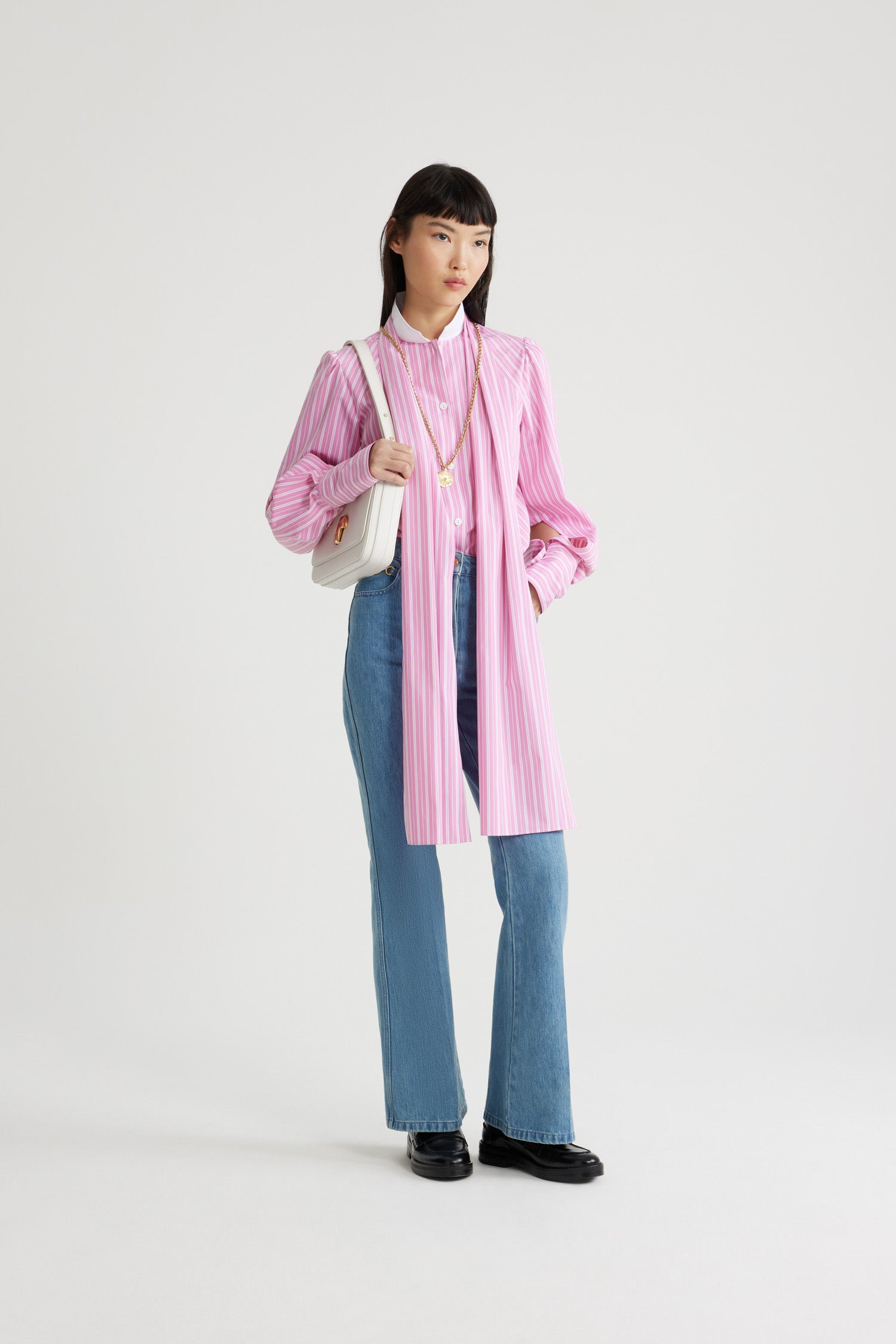 Patou H24BL03401905063 blouse coton Pink Stripes rayée