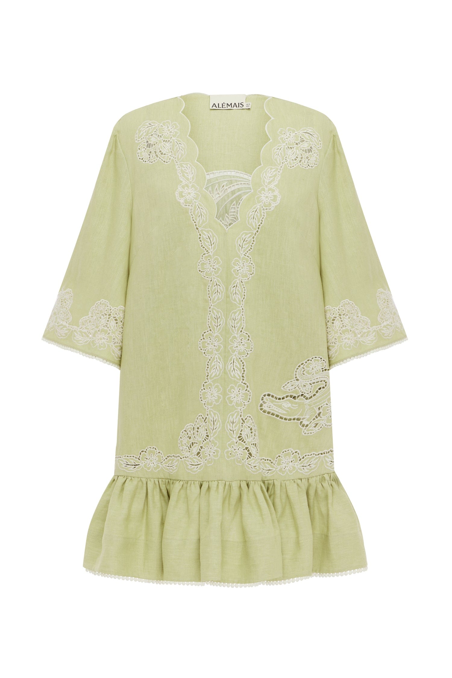 Alemaïs Louie Embroidered Mini Dress robe lin brodé