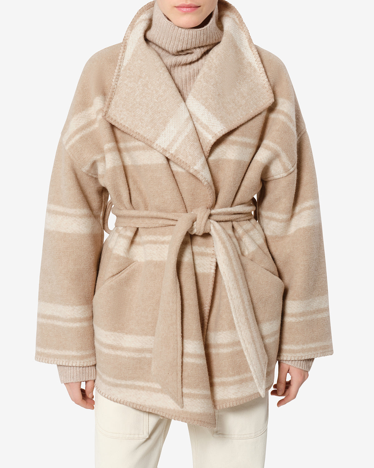 Isabel Marant Brea MA0574FA Manteau sable laine carreaux