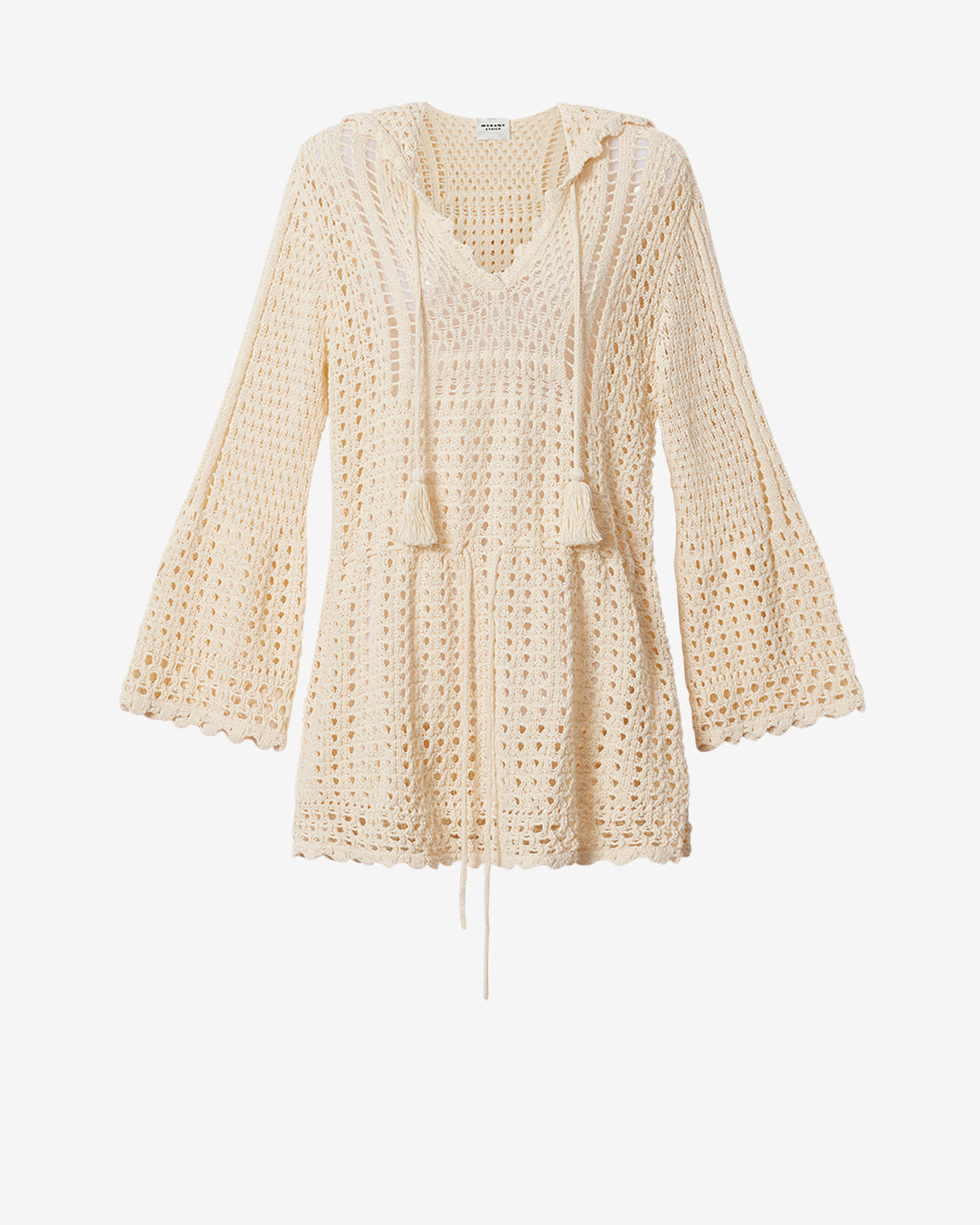 Isabel Marant Zelnie robe crochet écru capuche courte