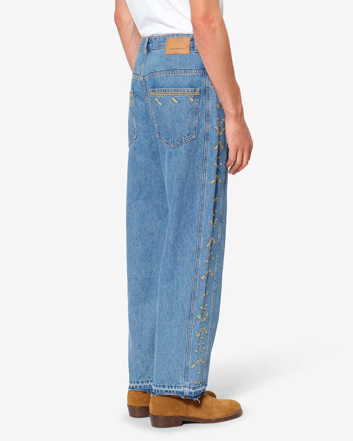Isabel Marant Jorian jean bleu clair 27 barrel brodé