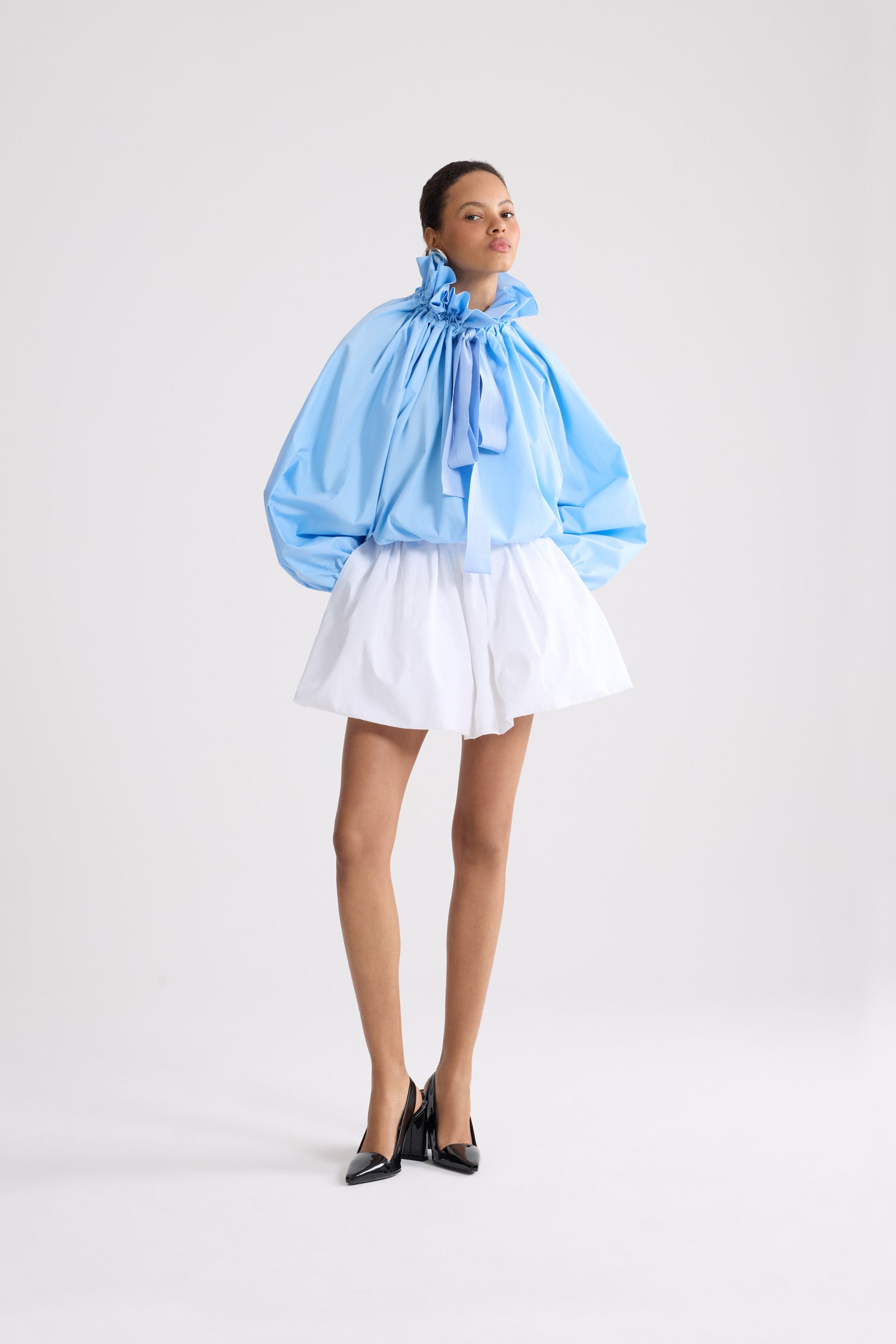 Patou P26TO0170017662B top bleu riviera coton volumineux