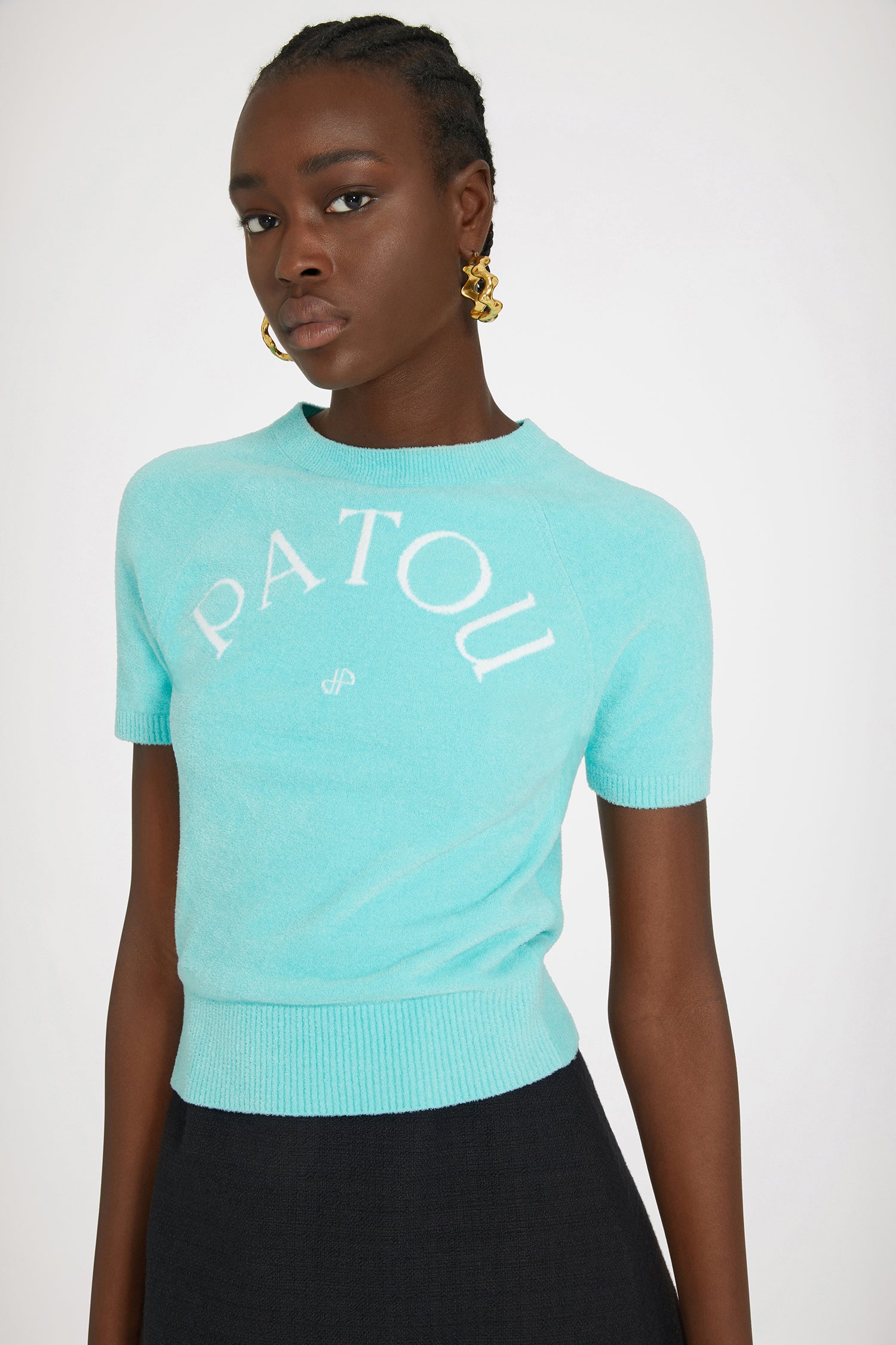 Patou KN156 top maille coton Acqua Blue