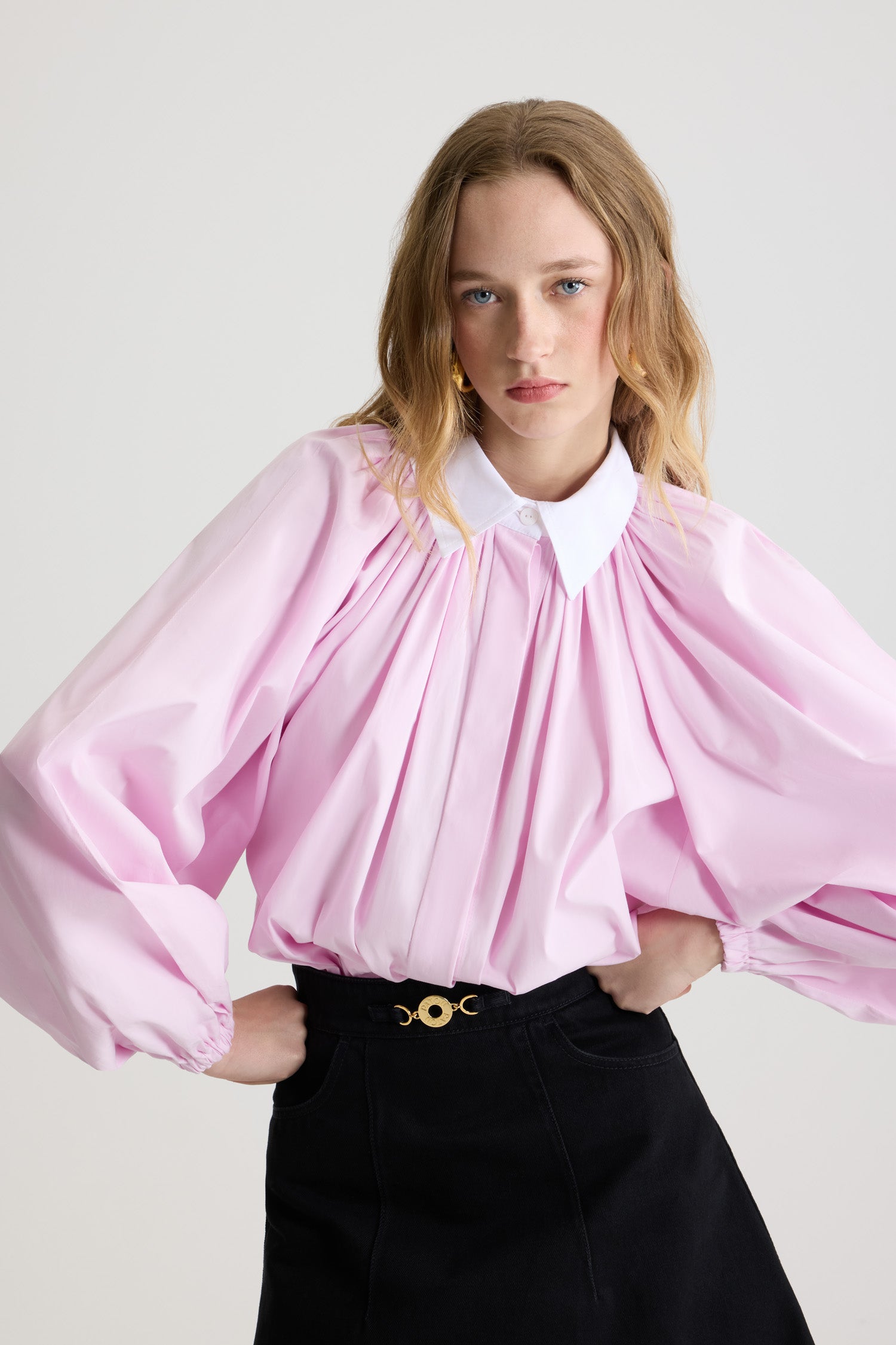 Patou BL050 blouse rose coton bio manches ballon