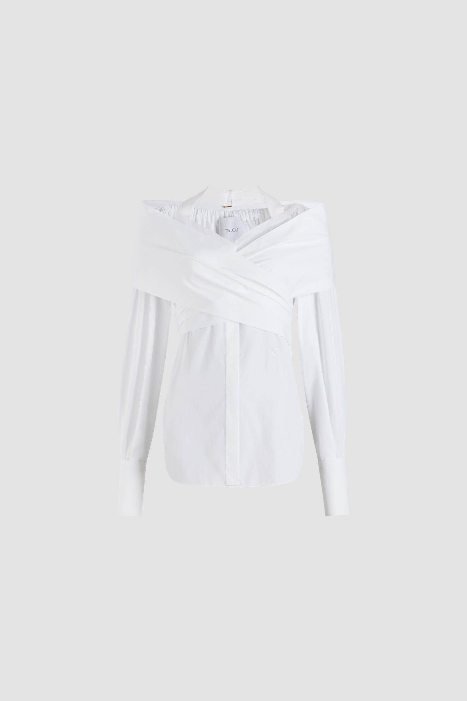 Patou P25BL0370017001W blouse coton bio blanche cache-cœur