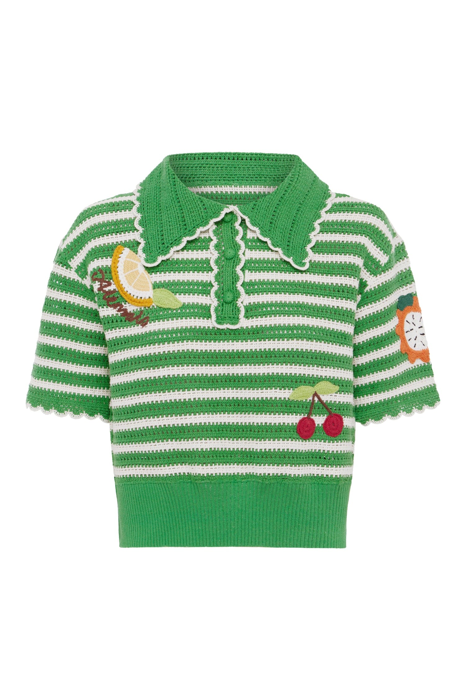 Alemais Sundae Green top polo crochet coton vert