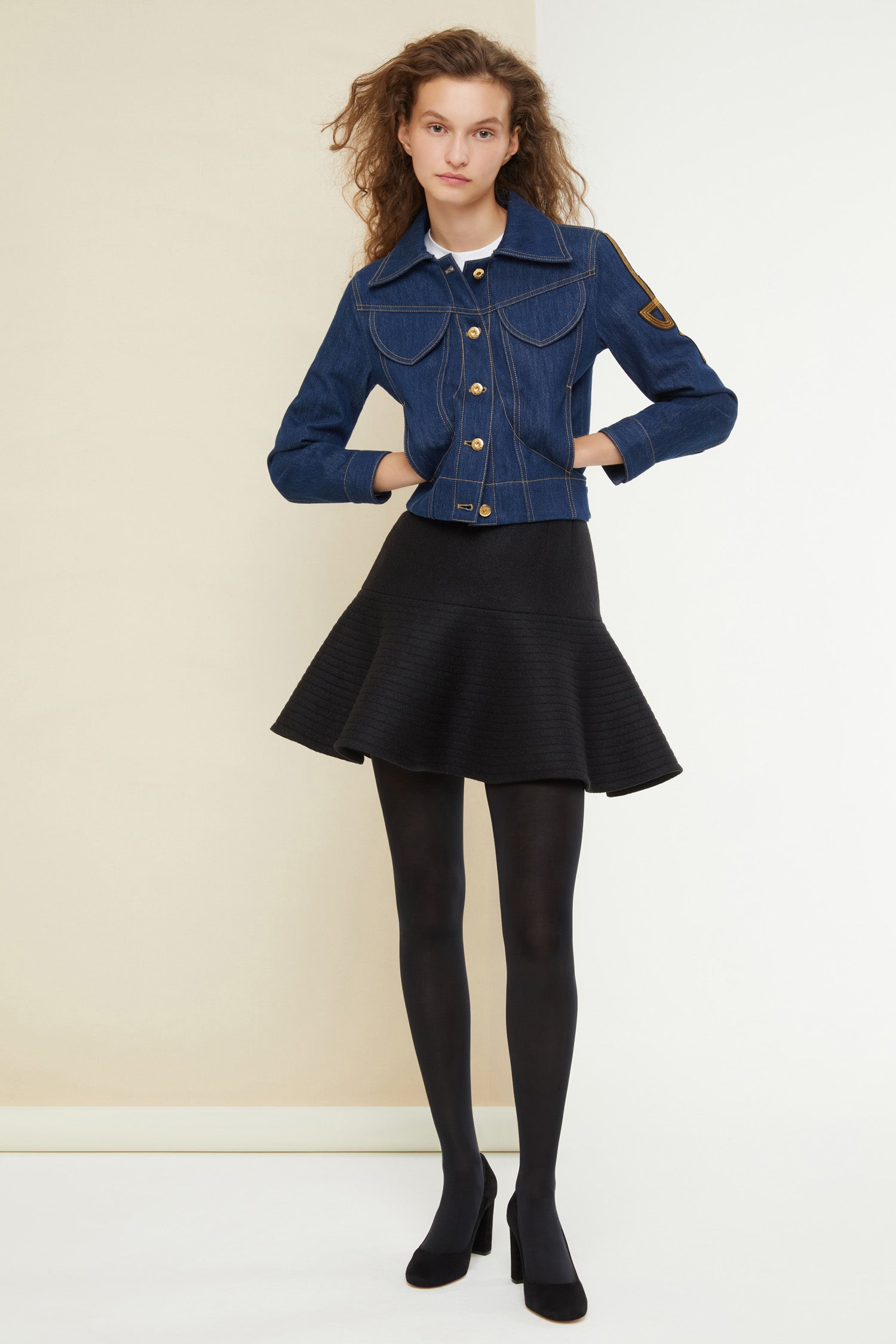 Patou H21SK017 mini jupe noire laine 3D 34-42