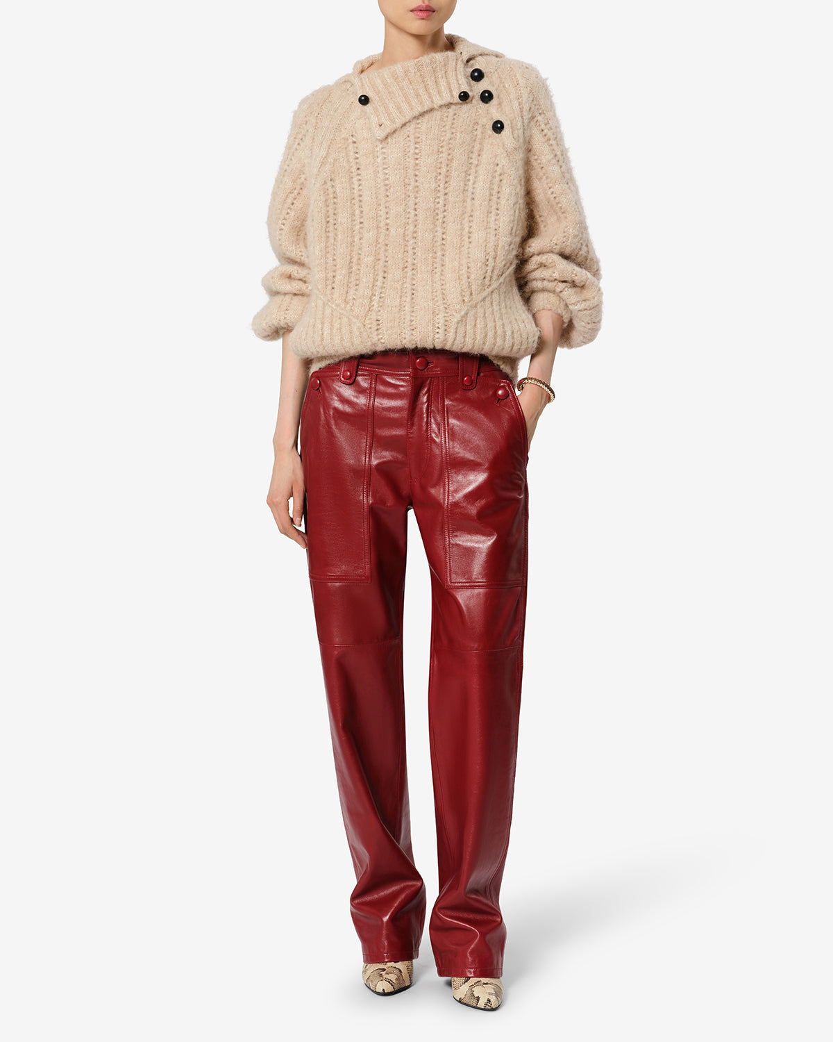 Isabel Marant Lily pull beige alpaga col montant