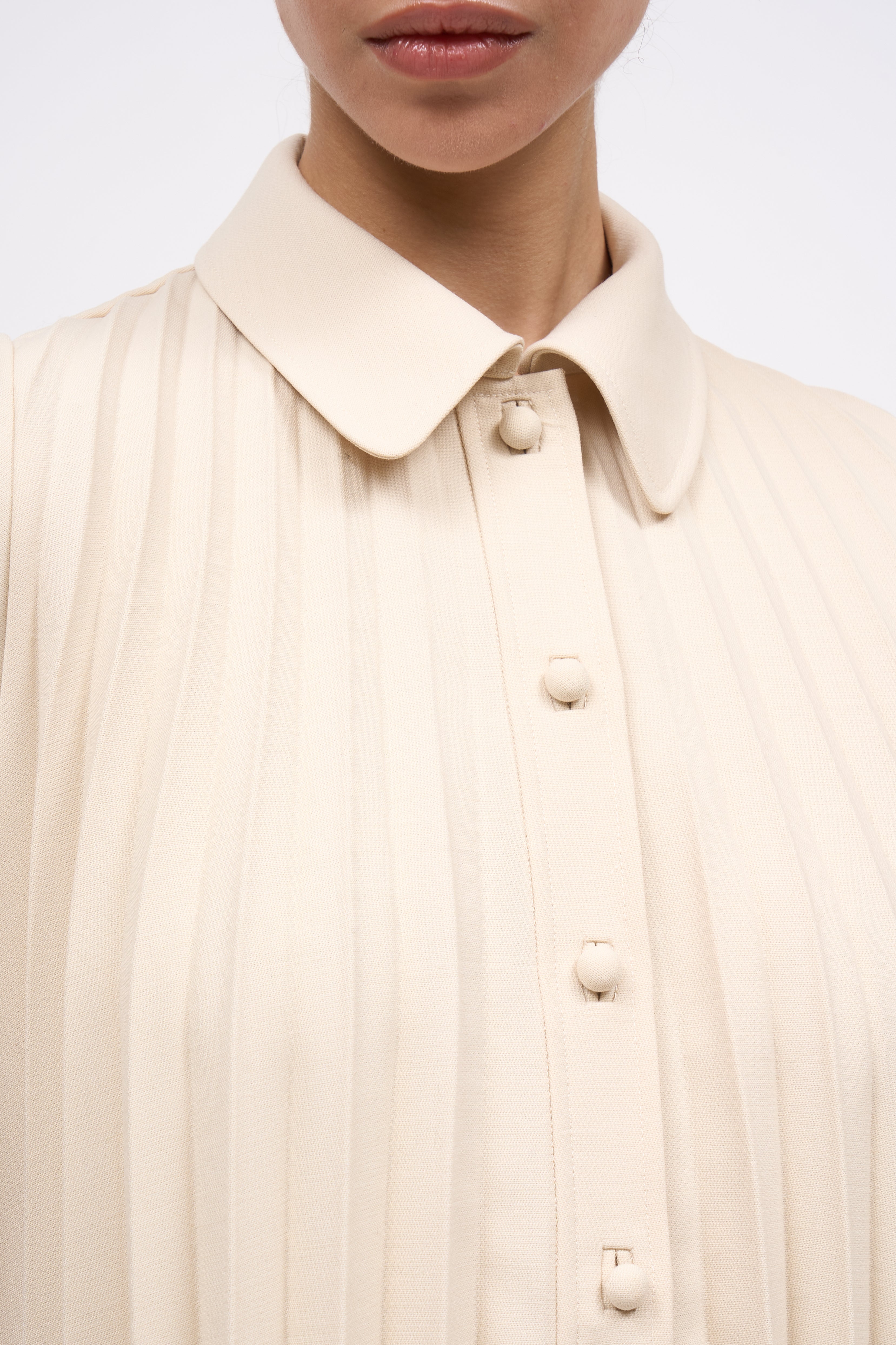 Paul & Joe robe Filippa plissée crème laine cady