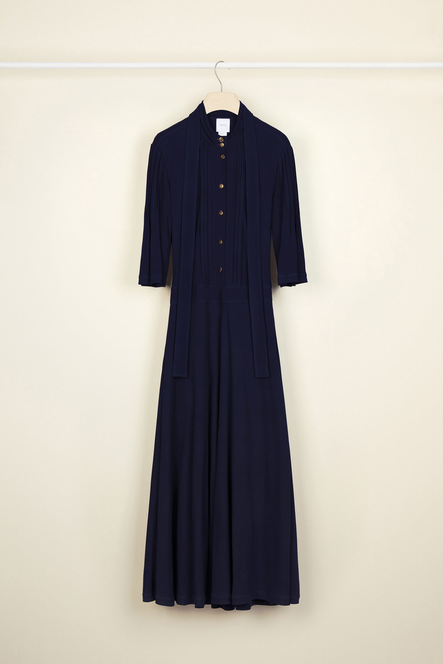 Patou DR055 Necktie midi dress robe midi encre jersey poches