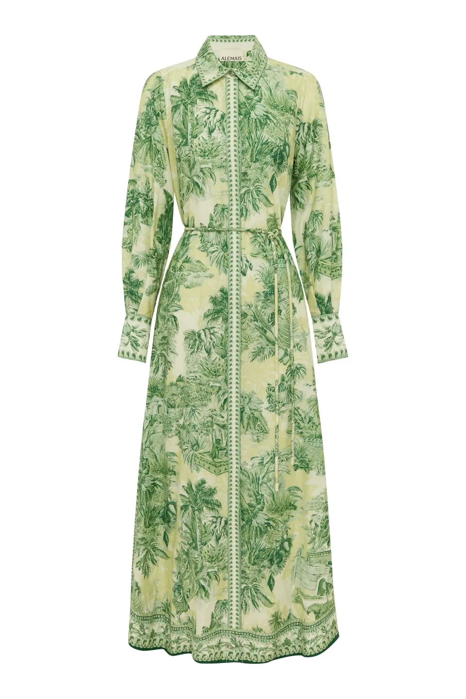 Alemais Sara robe chemise midi jungle coton soie AU6