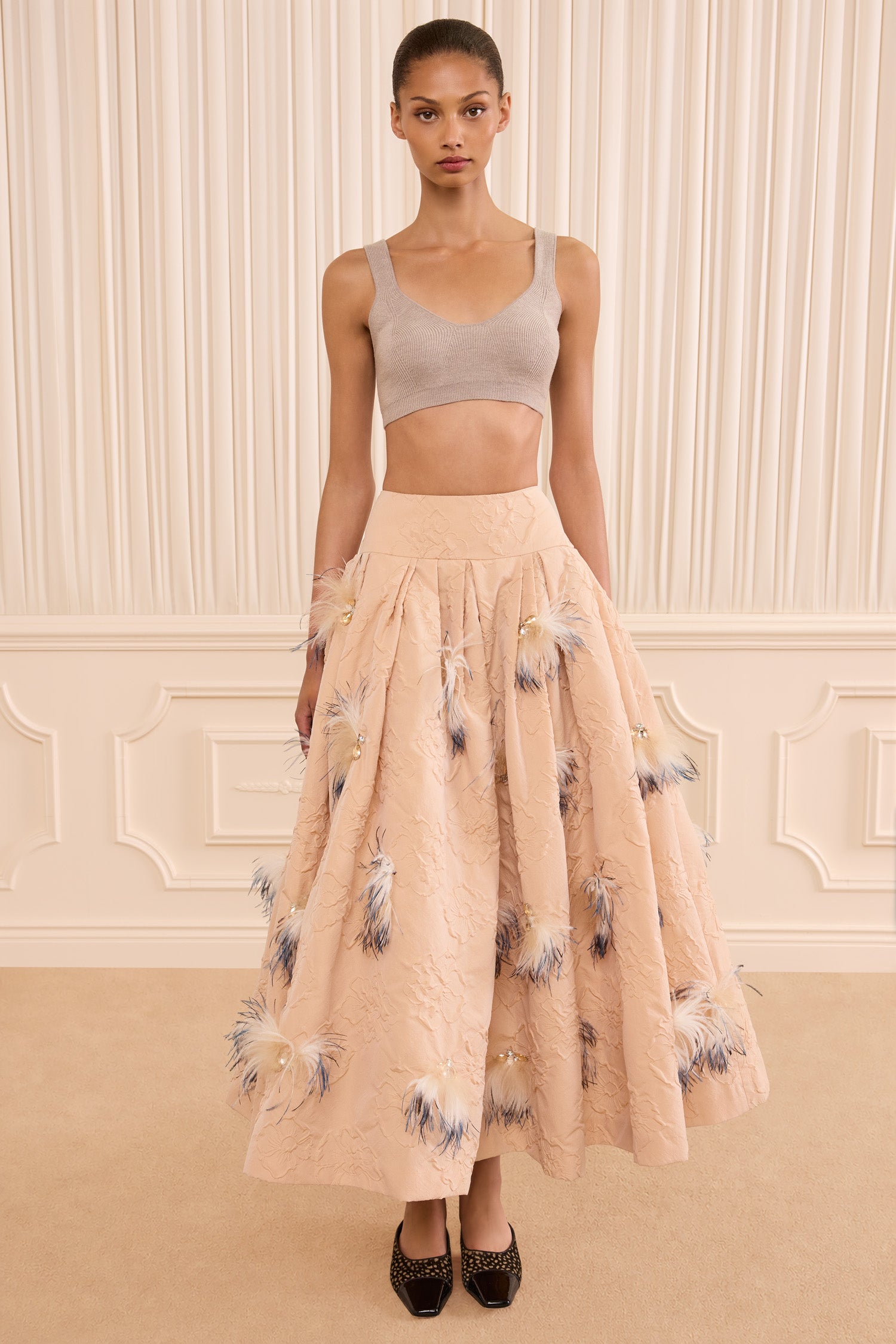 Ulla Johnson Angelique FA260333 jupe midi Almond plissée