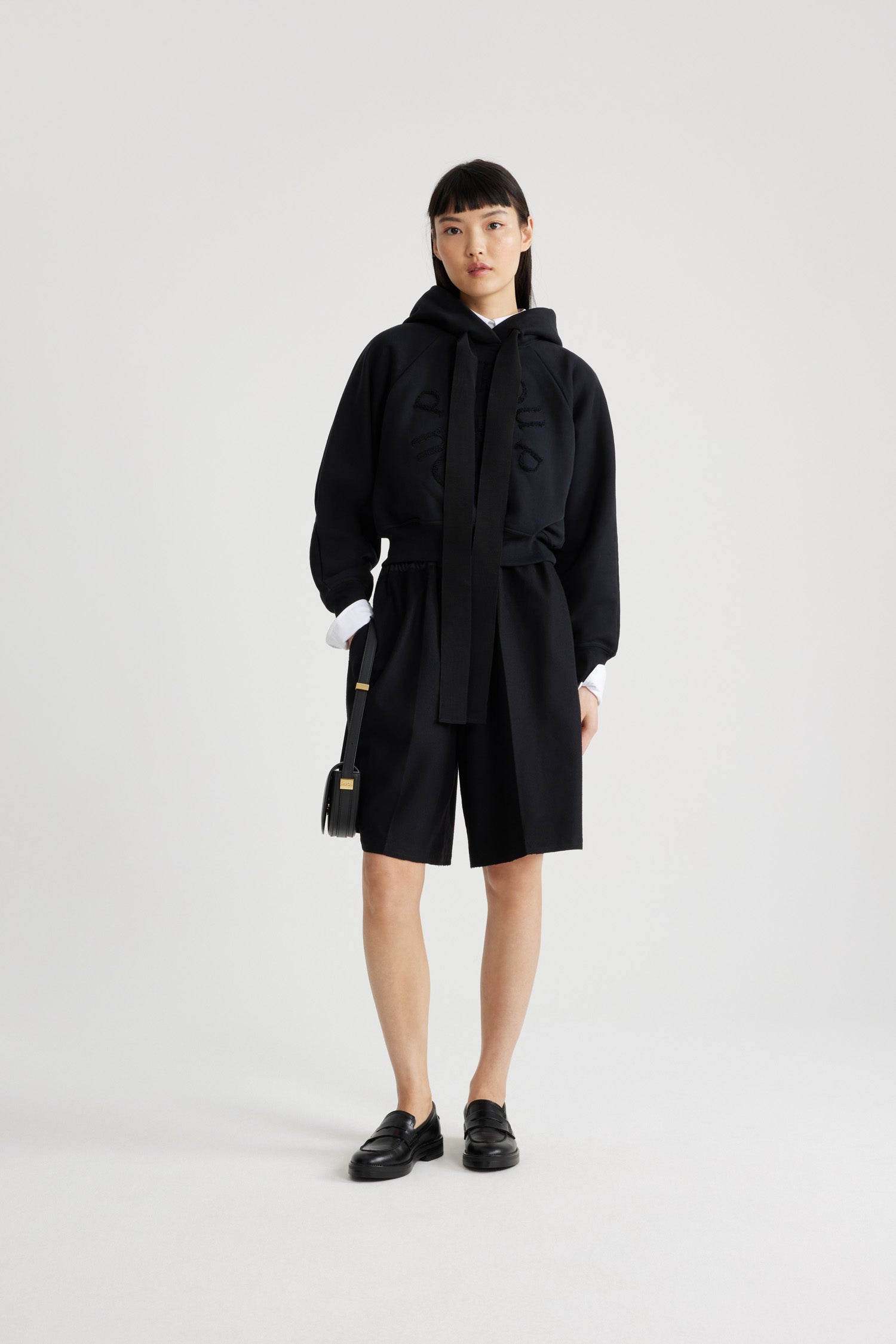 Patou H24TR043 short longline flanelle laine noir