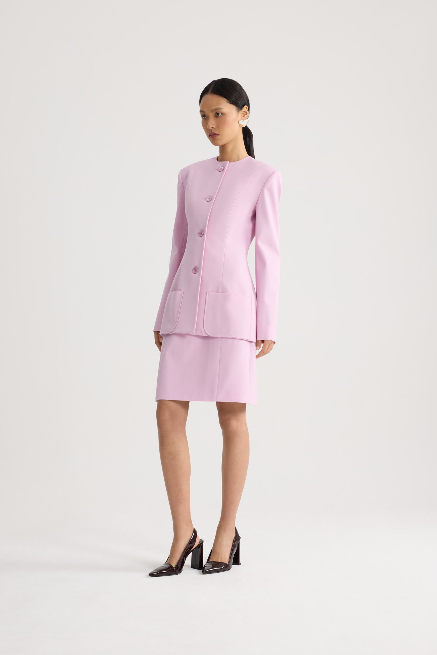 Patou P26JA0670103459L veste tailleur rose pâle