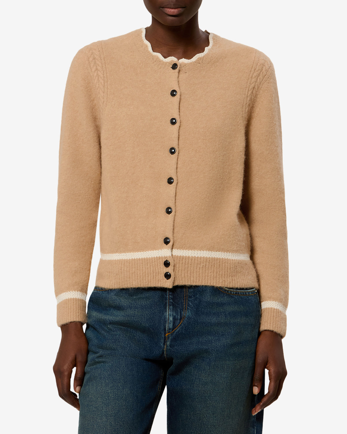 Isabel Marant Mailles Naia cardigan camel baby alpaga