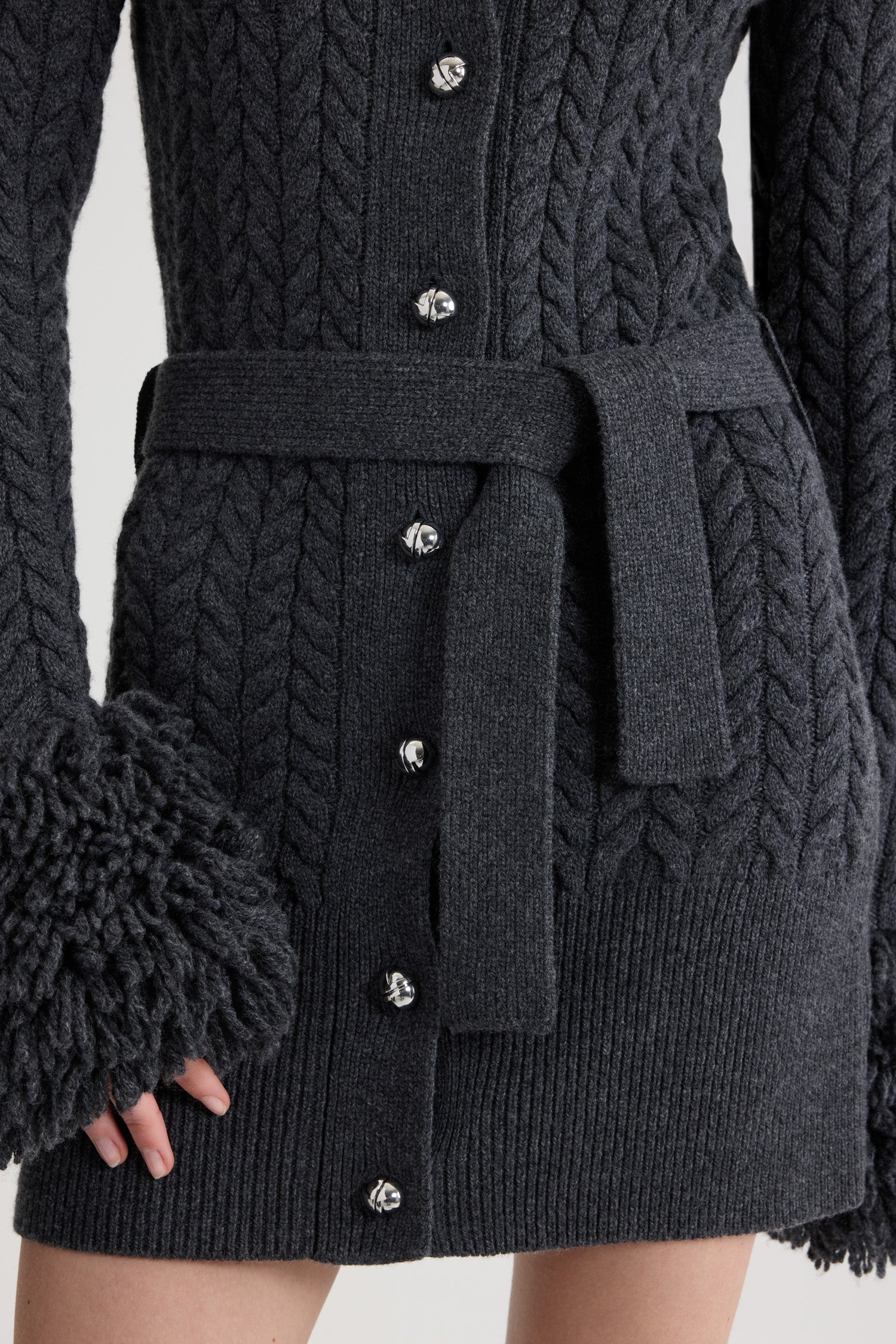 Patou KN282 cardigan laine cachemire gris Mercury