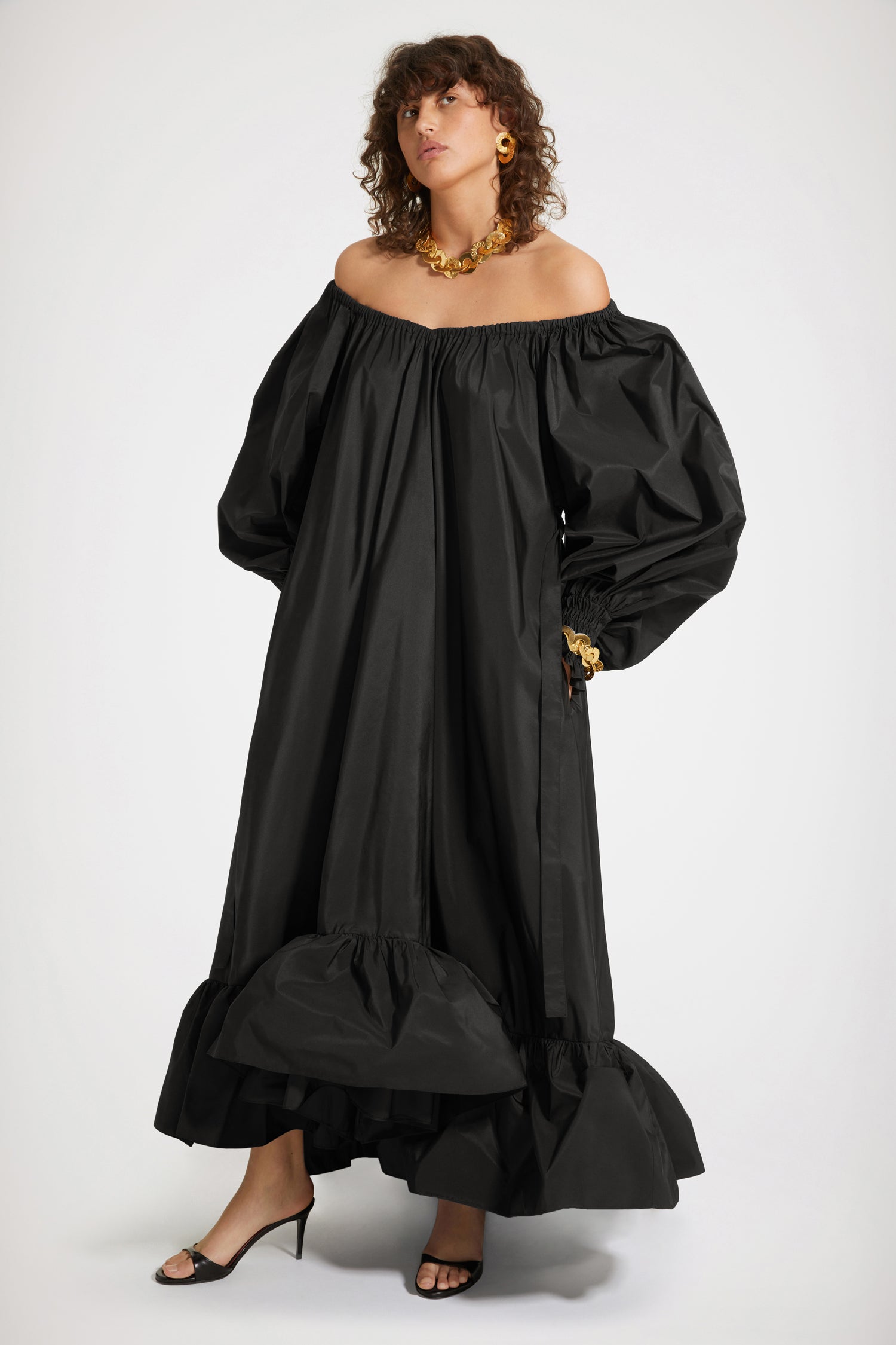 Patou DR115 robe maxi cocktail faille recyclée noire 34-44