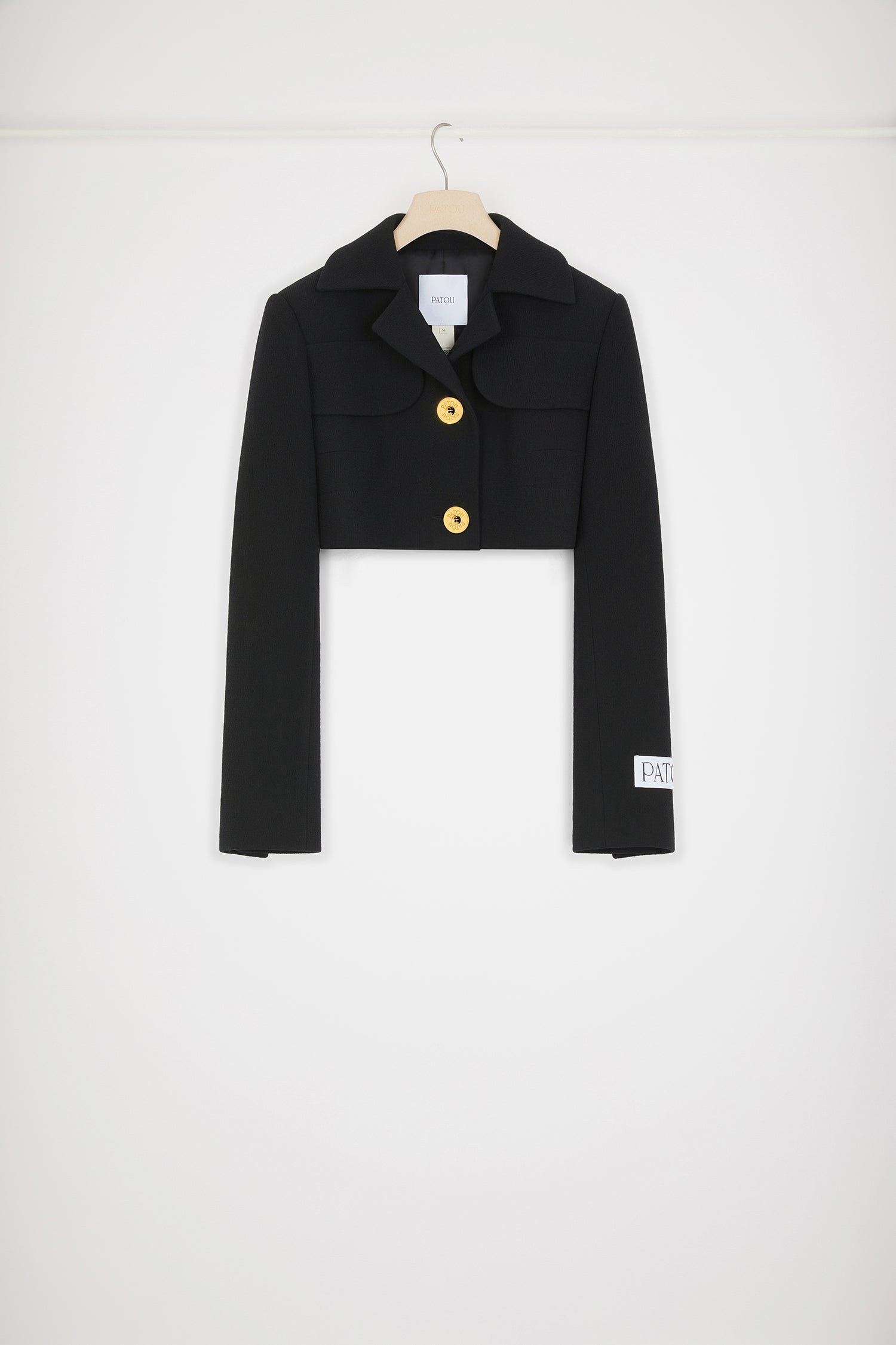 Patou JA037 veste cropped noire crêpe de laine double