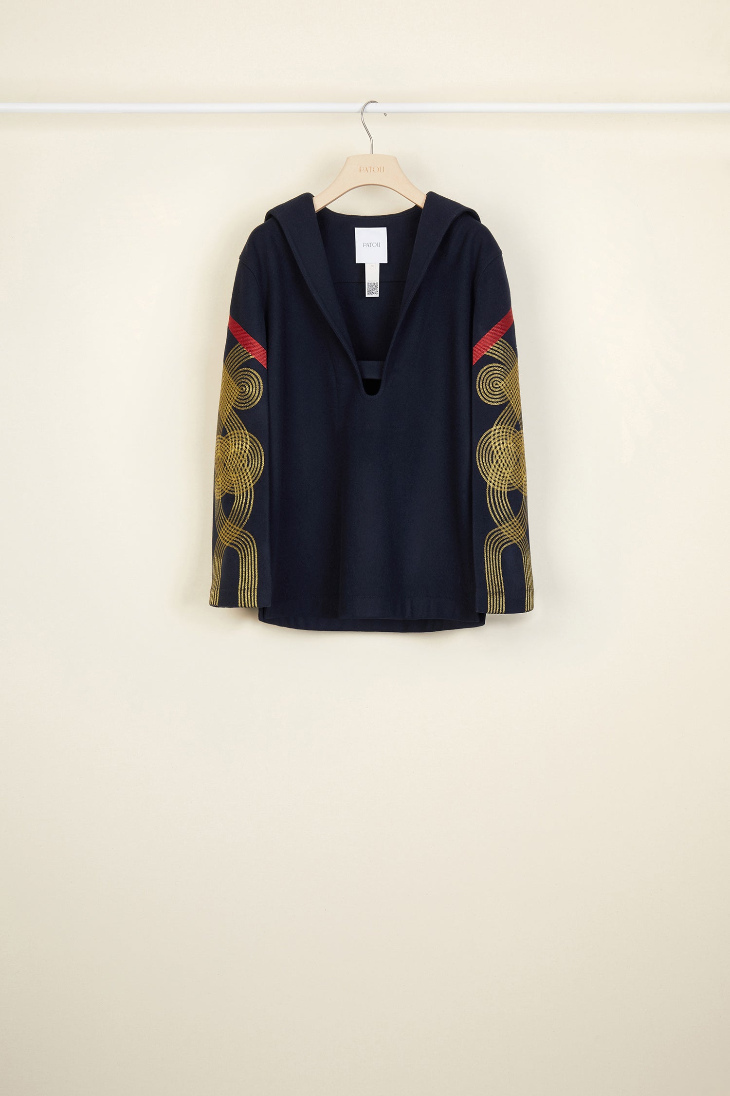 Patou OU004 tunique sailor laine cachemire navy brodée