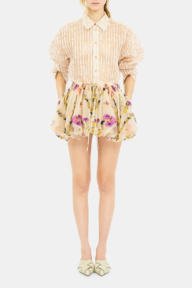 Ulla Johnson Maeve mini jupe boule Pearl Bloom soie