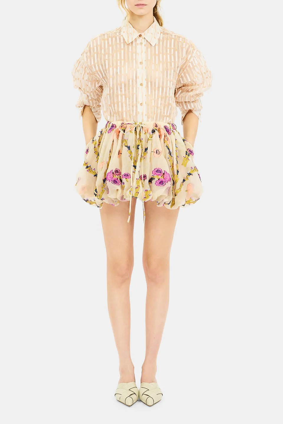 Ulla Johnson Maeve mini jupe boule Pearl Bloom soie