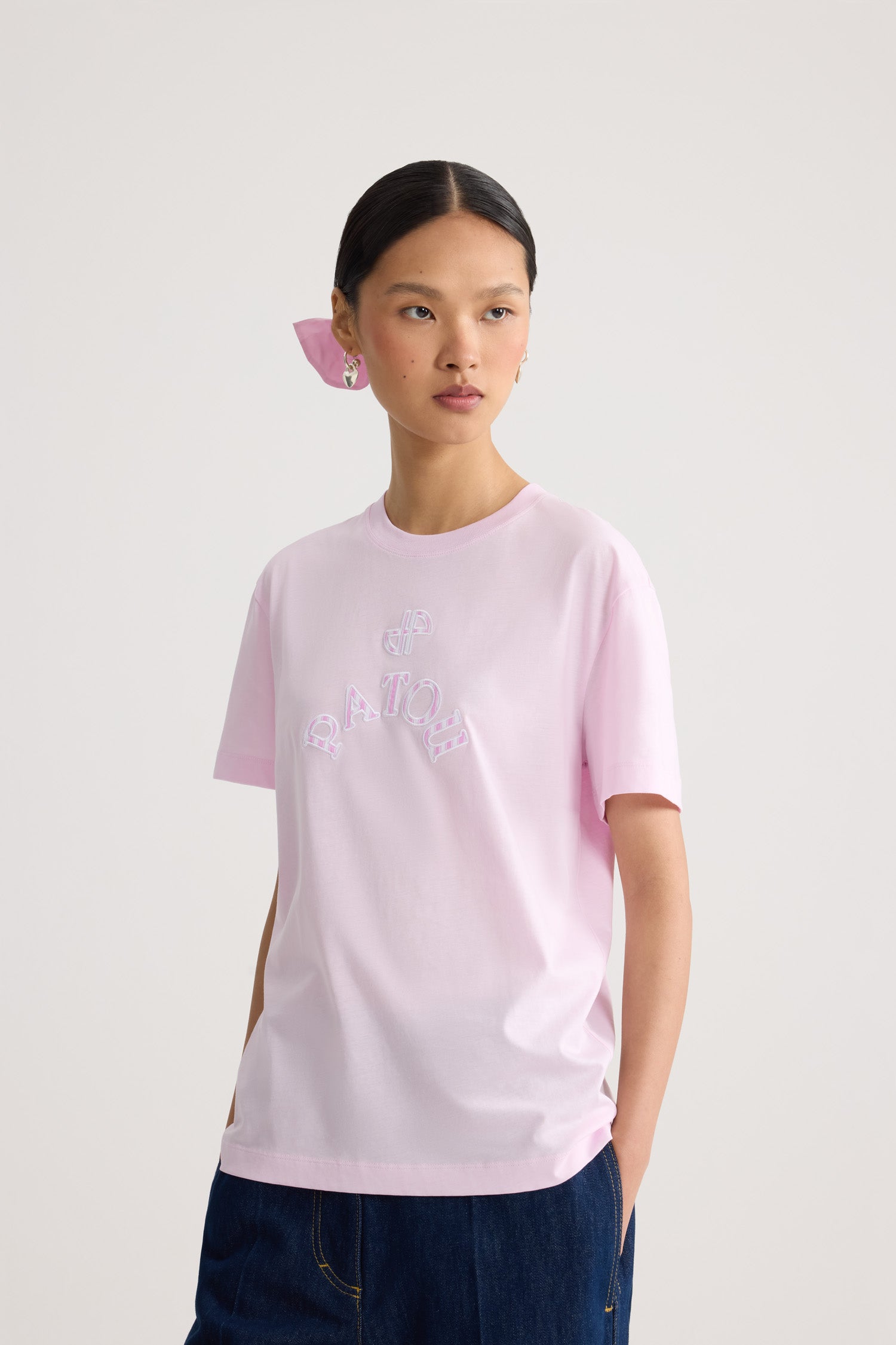 Patou JE217 t-shirt coton bio rose candy brodé