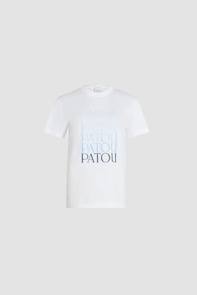 Patou JE112 t-shirt blanc coton bio logos dégradé