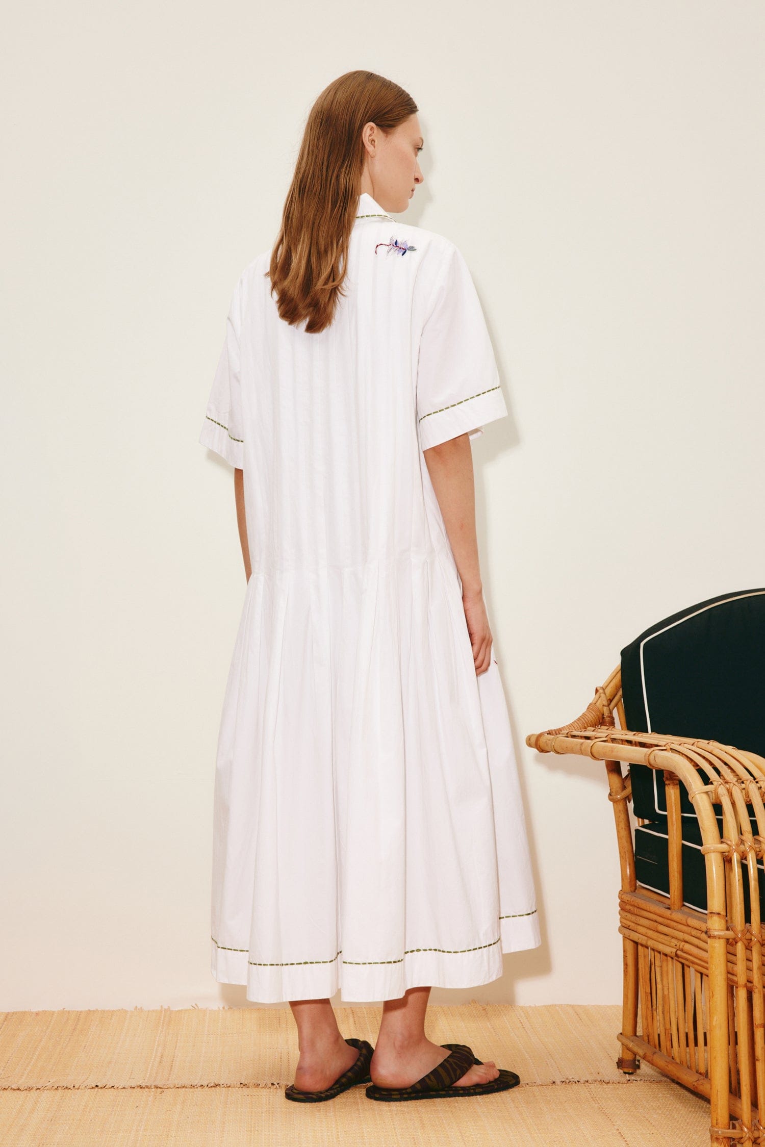 Alemäis Camelia robe chemise midi coton bio brodée