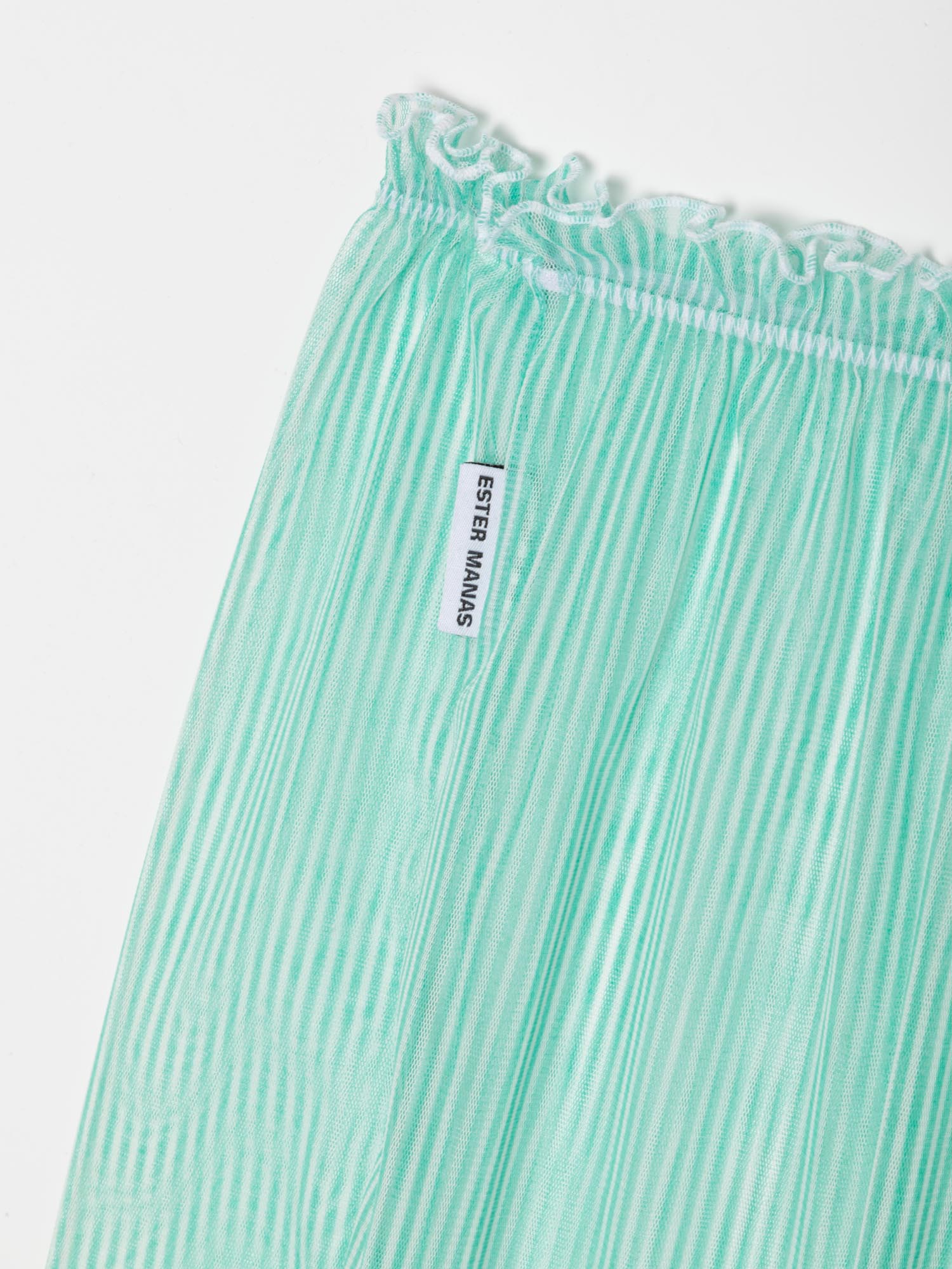 Ester Manas Mint jupe verte rayée en mesh droite
