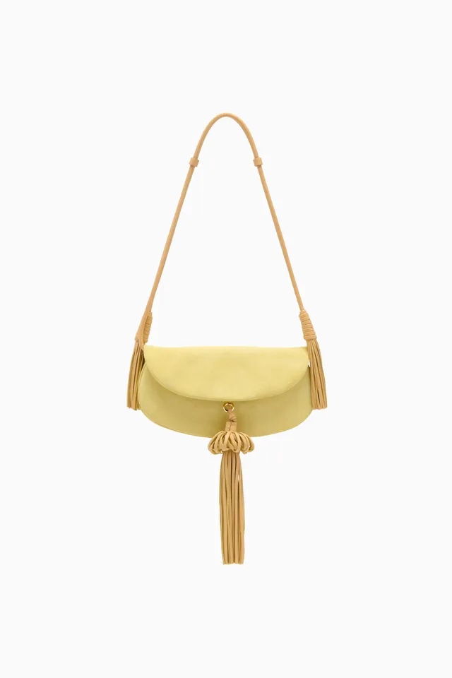 Ulla Johnson Paloma sac daim Mimosa jaune pompons