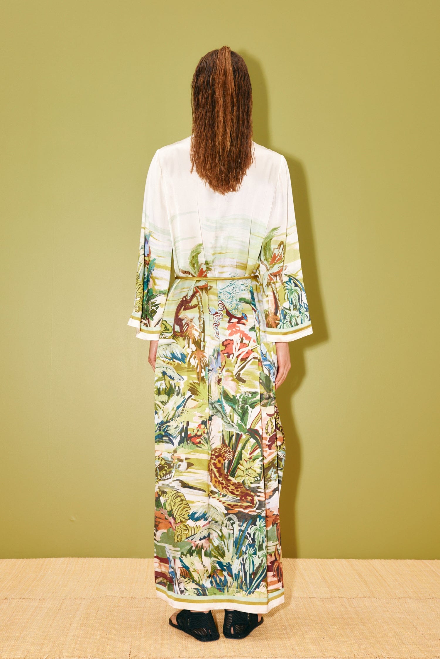 Alemäis Jungle Boogie robe midi soie imprimé jungle