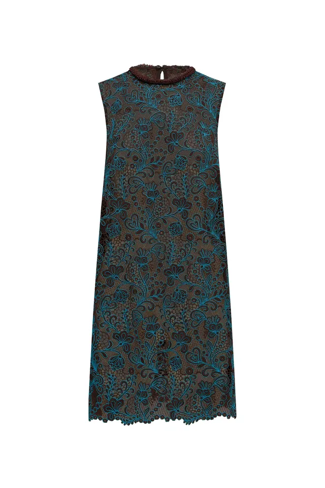 Alemais Francine Mini Dress robe dentelle perlée sans manches