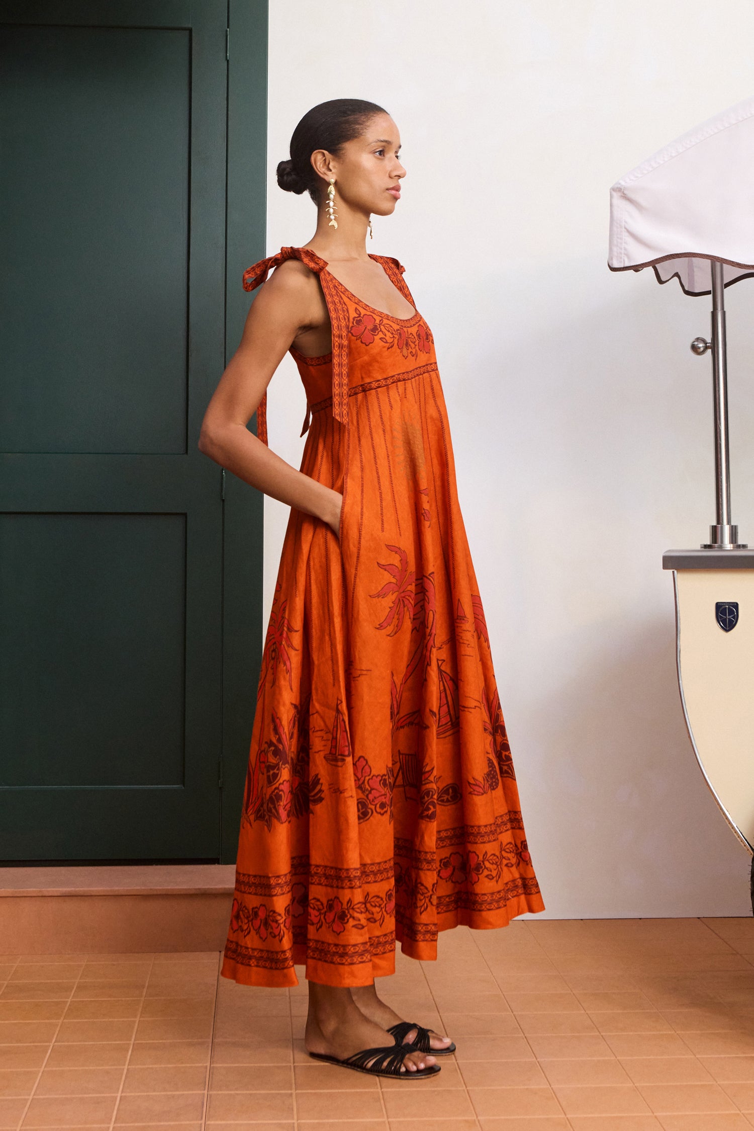 Alemaïs Boathouse Ballet robe midi lin bretelles