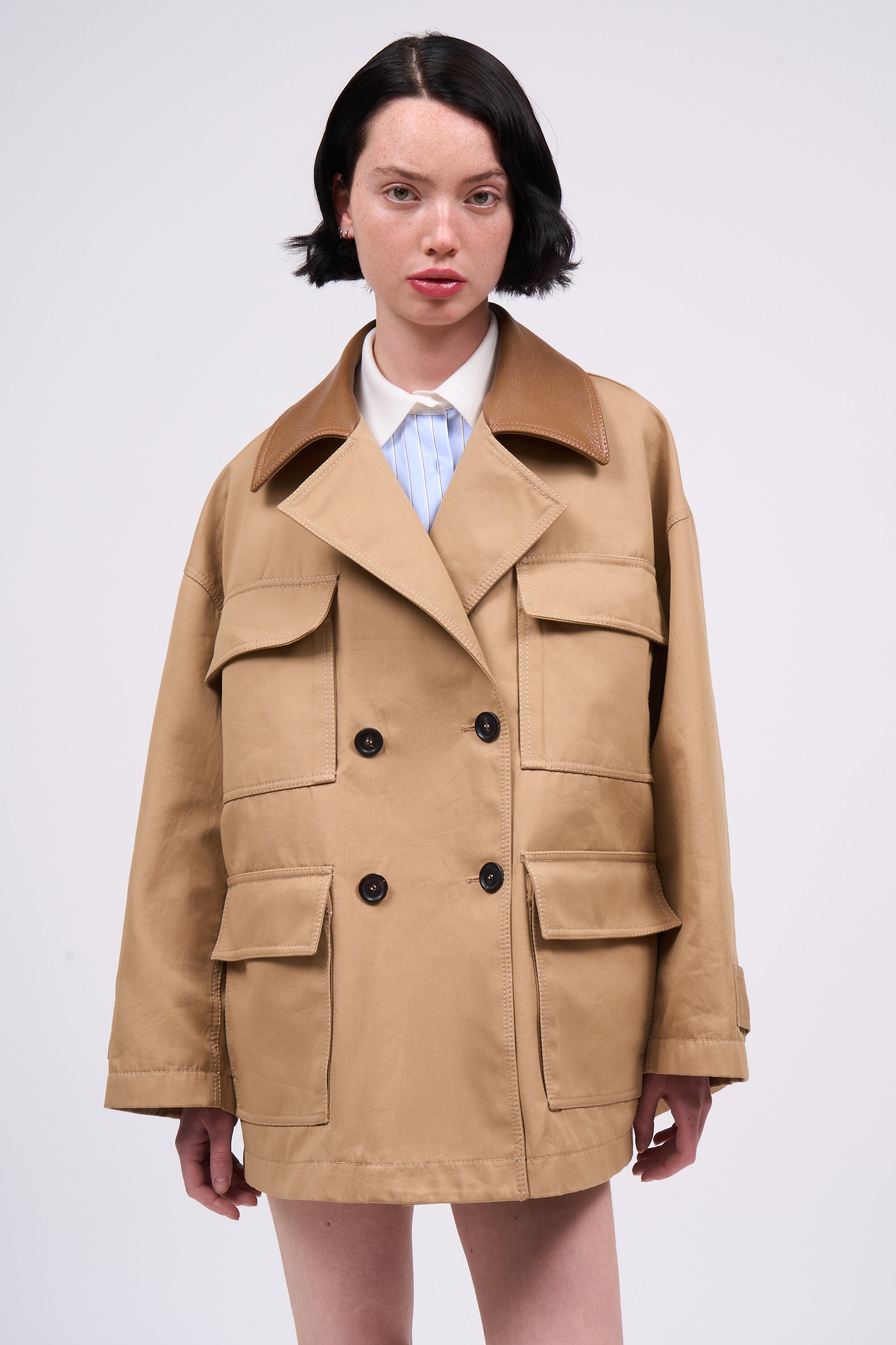 Paul & Joe Duncan veste oversized coton camelMade in France