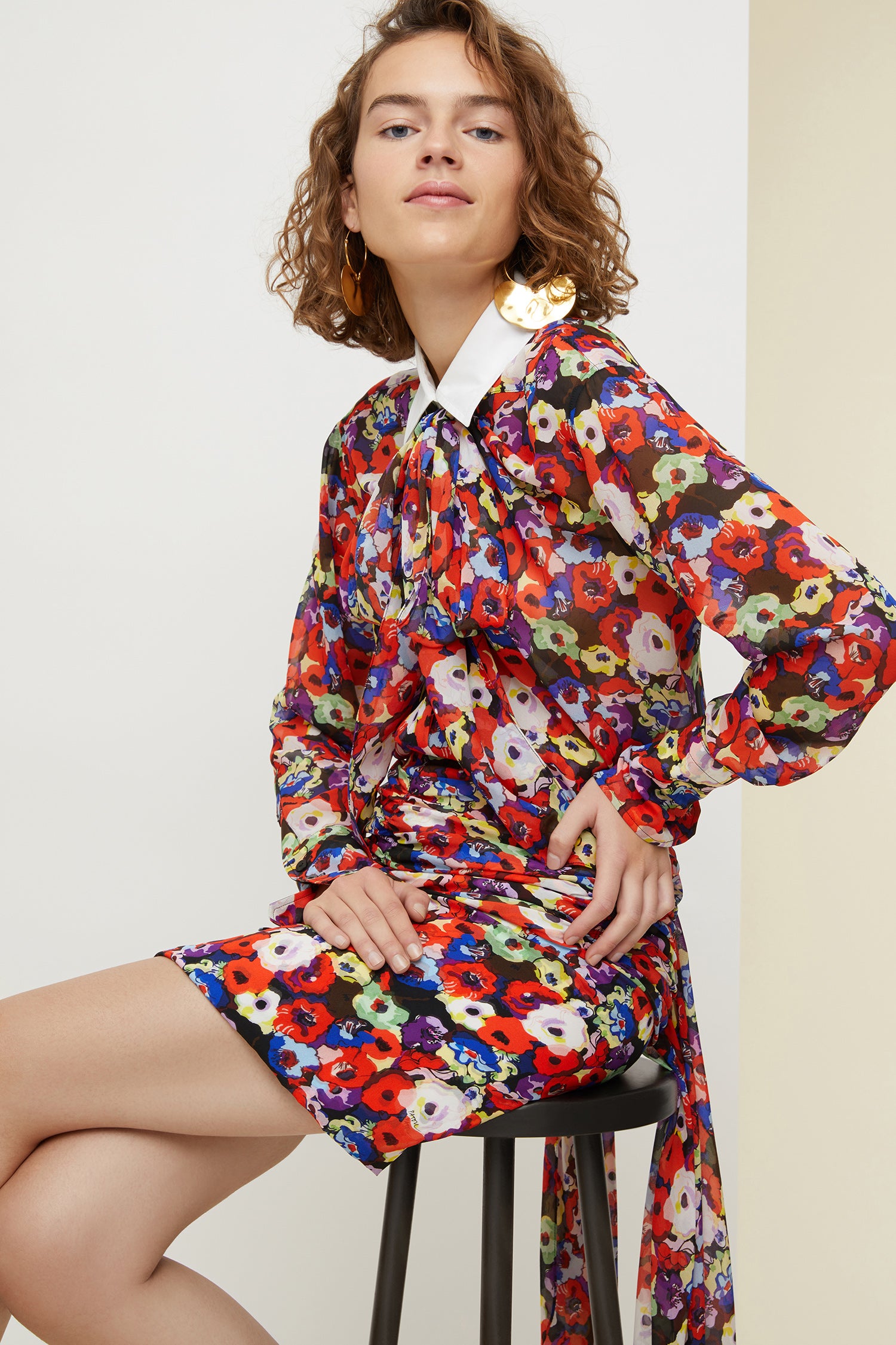 Patou SK002 jupe soie Thousand Flowers Bloom drapée