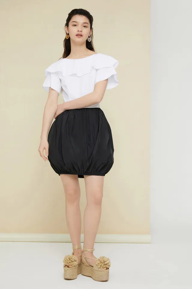 Patou DR054 A20DR0540055900B robe boule coton faille noir blanc