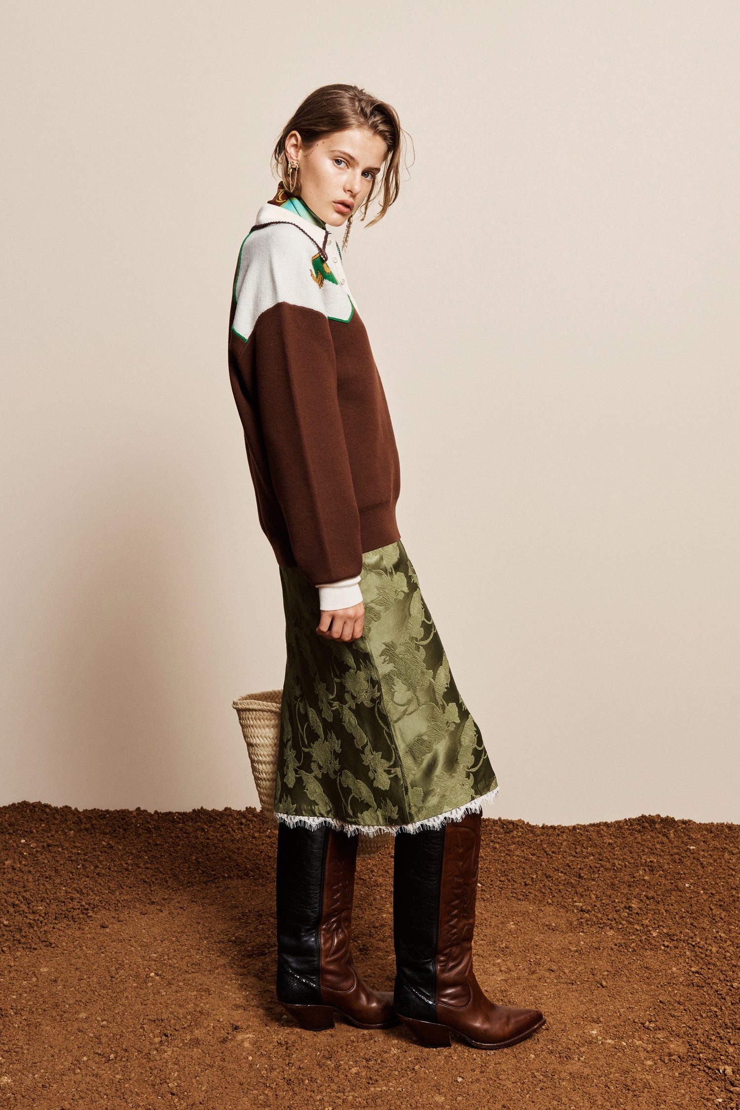 Alemais Lasso Knit Polo pull chocolat laine mérinos