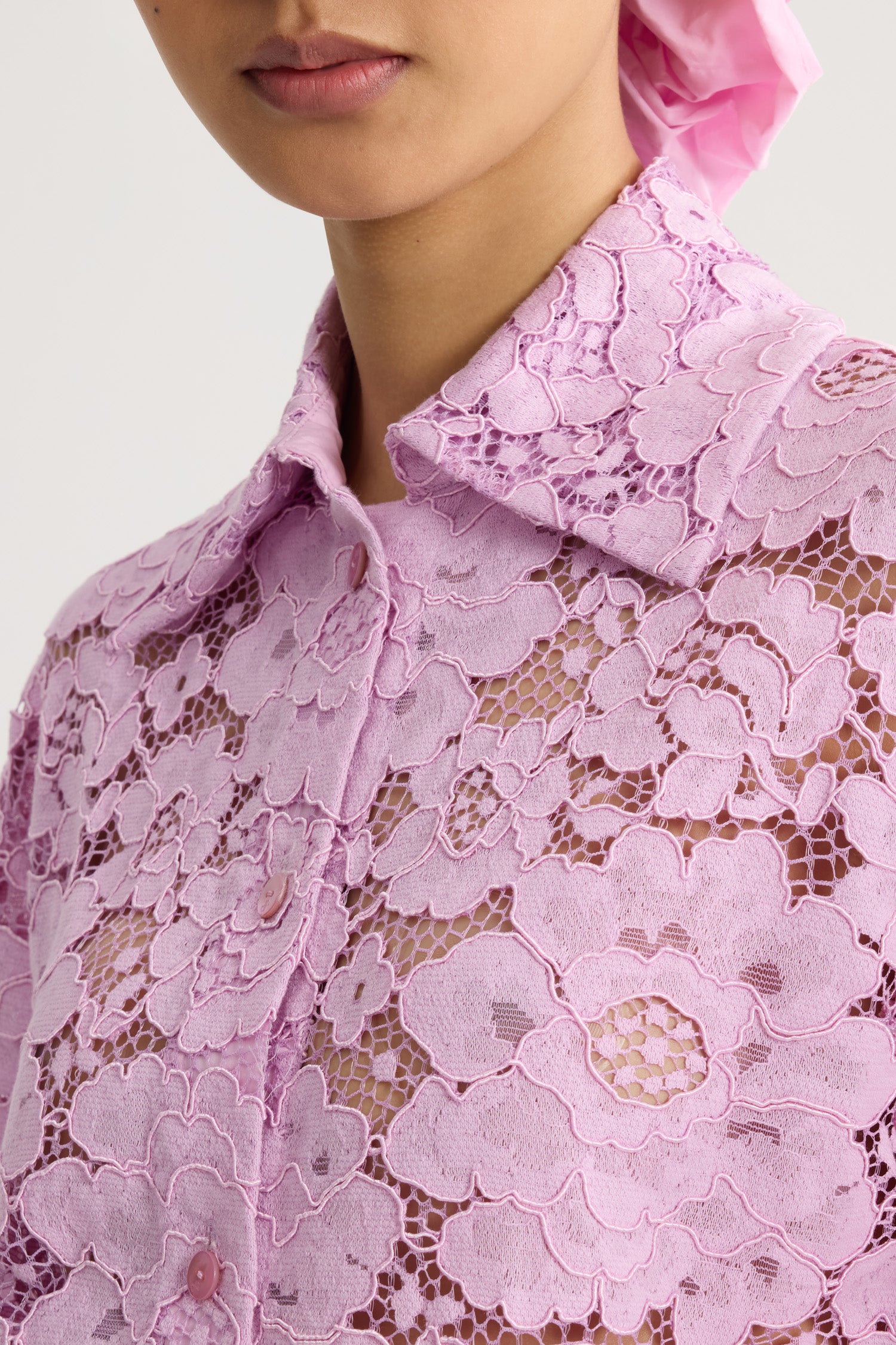 Patou BL056 chemise Pink Parfait 38 broderie fleurs
