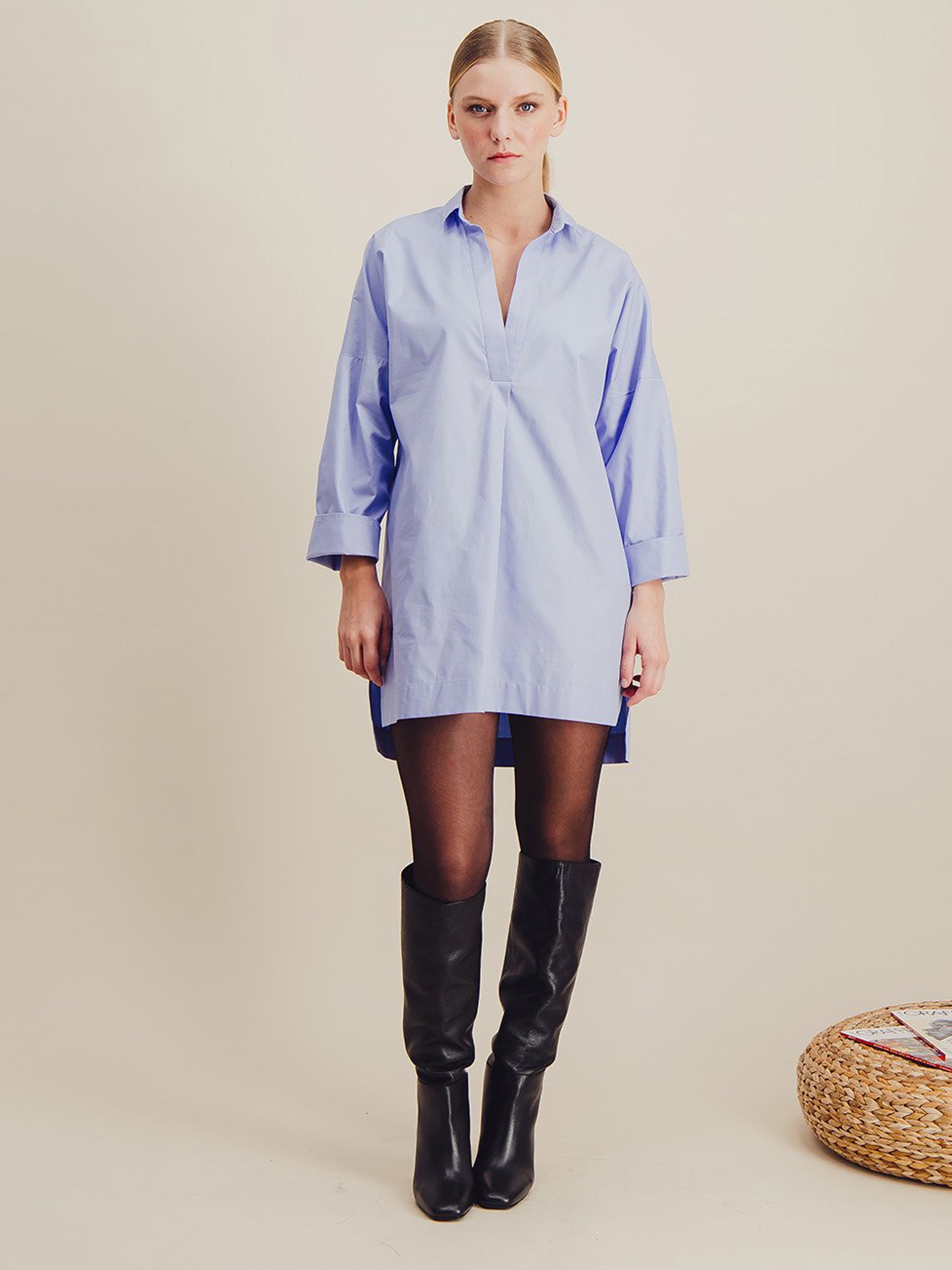 Anahide Saint André Grand Large chemise coton bleu ciel