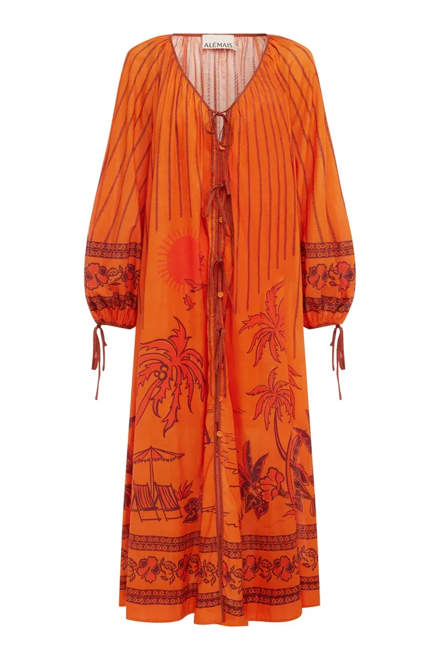 Alemäis Boathouse robe chemisier midi coton imprimée