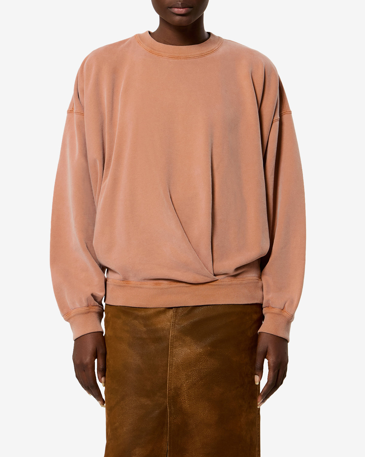 Isabel Marant Sauria sweatshirt coton orange drapé logo dos